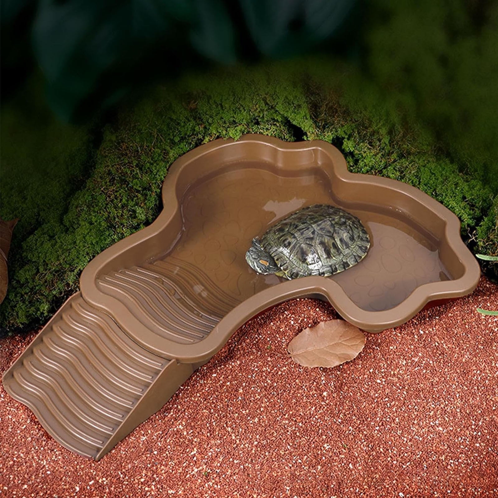 Darzheoy Reptile Bathing Pool Turtle Bath Amphibians Accessories with Ramp Tortoise Feeder Lizards Habitat for Tortoise Scorpion Snake A - Image 6
