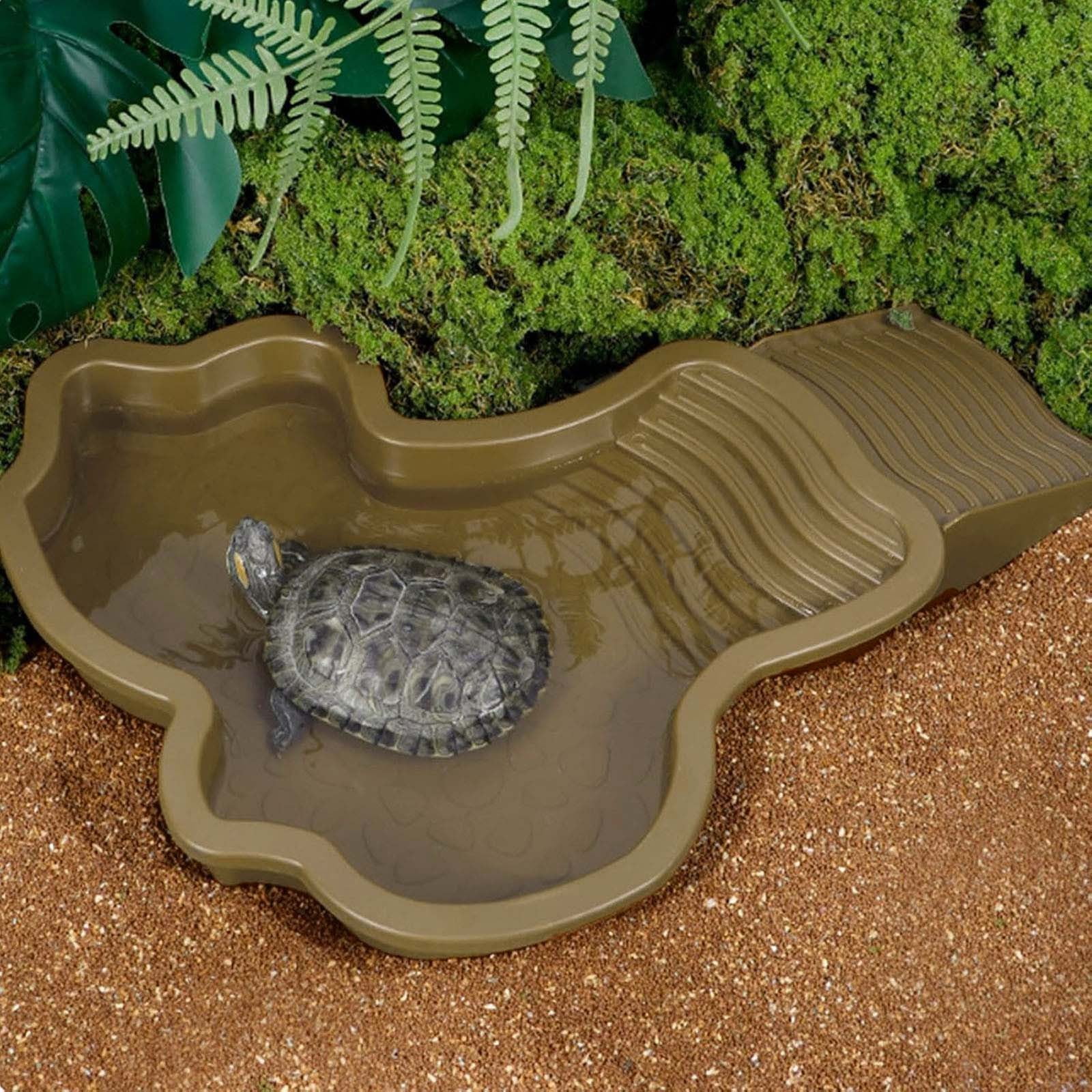 Darzheoy Reptile Bathing Pool Turtle Bath Amphibians Accessories with Ramp Tortoise Feeder Lizards Habitat for Tortoise Scorpion Snake B - Image 5