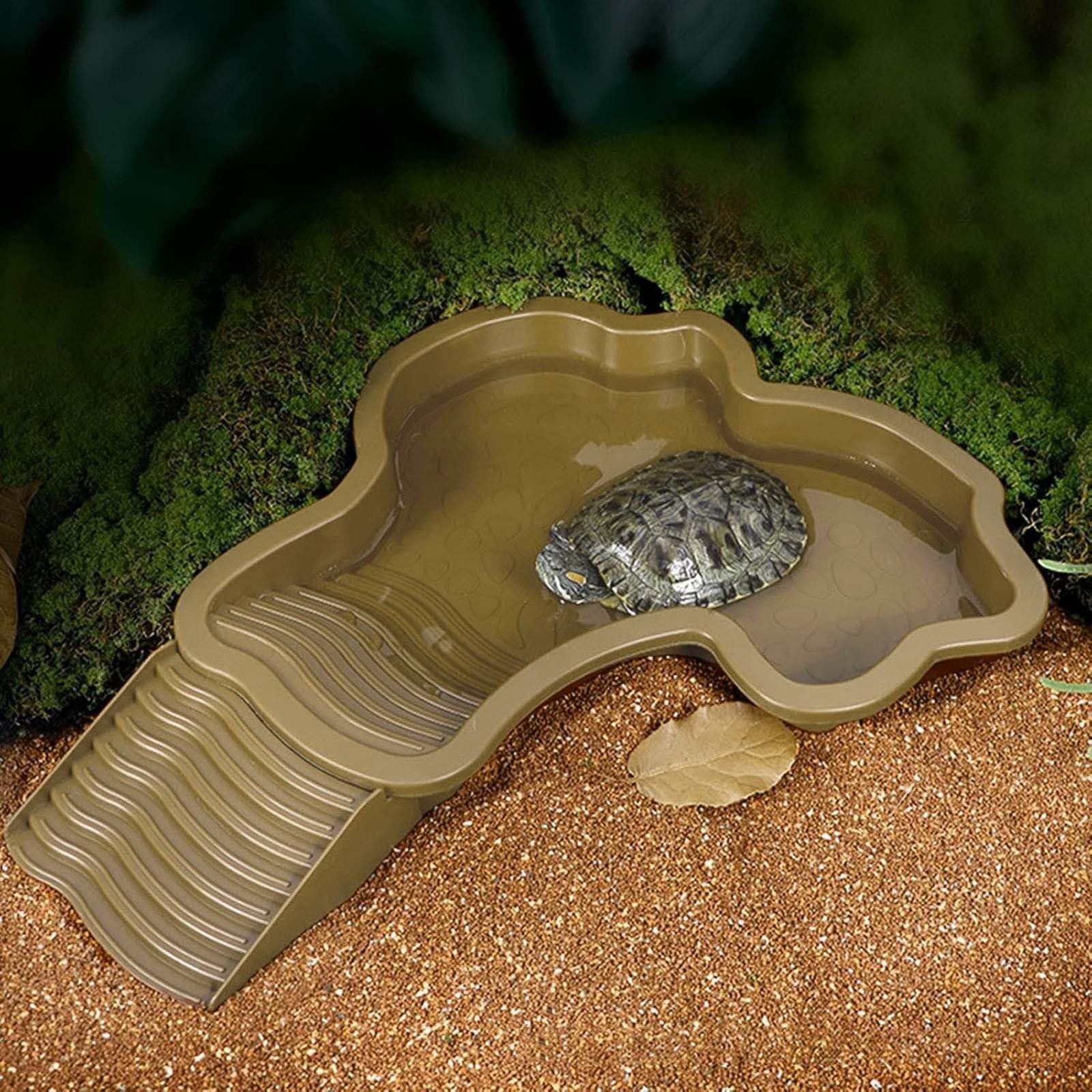Darzheoy Reptile Bathing Pool Turtle Bath Amphibians Accessories with Ramp Tortoise Feeder Lizards Habitat for Tortoise Scorpion Snake B - Image 6