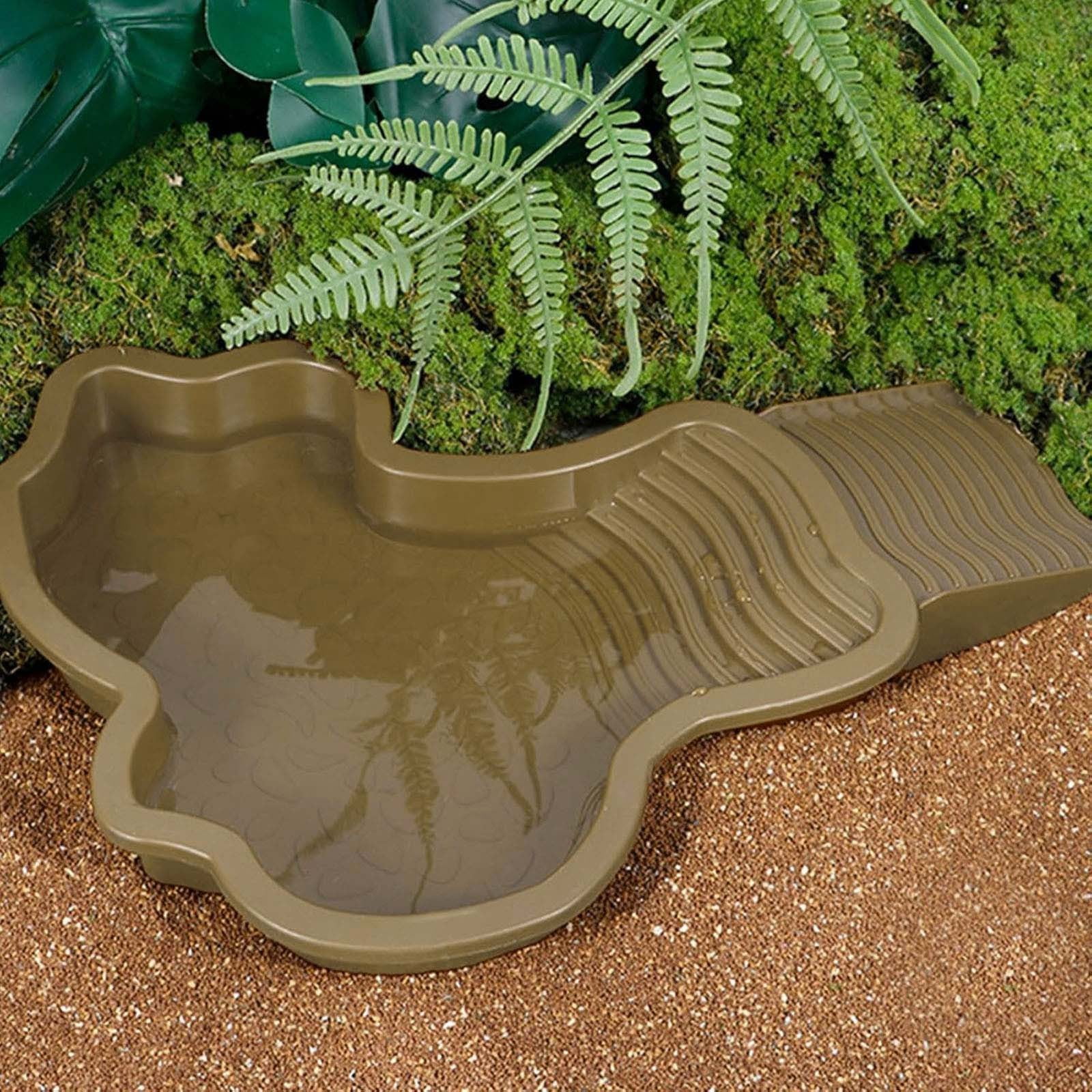 Darzheoy Reptile Bathing Pool Turtle Bath Amphibians Accessories with Ramp Tortoise Feeder Lizards Habitat for Tortoise Scorpion Snake B - Image 7