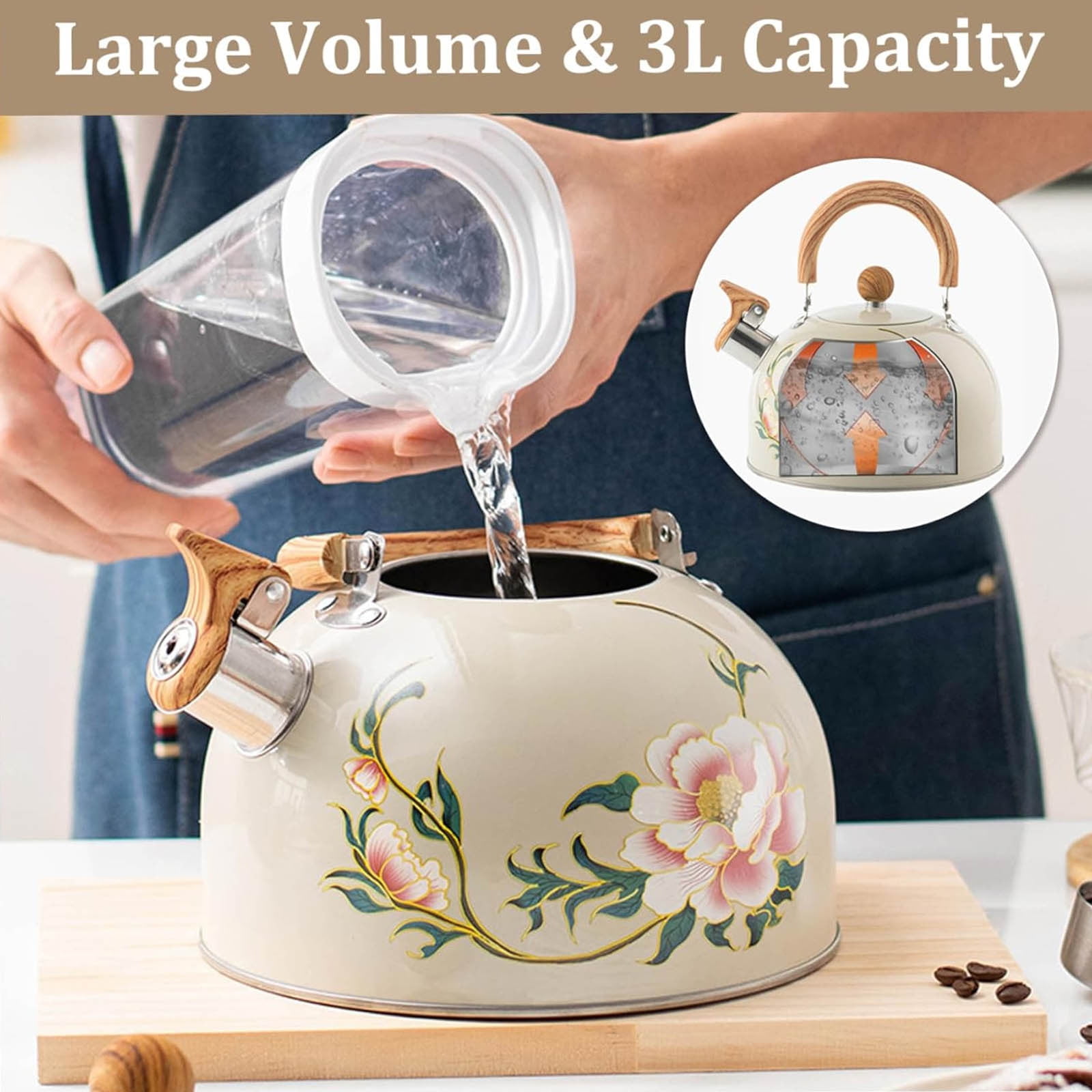 Darzheoy Whistling Tea Kettle for Stovetop, Stainless Steel Tea Pot Kettles, Rapid Boiling Teapot with Stay-Cool Ergonomic Handle, Perfect for Home & Kitchen Multicolor - Image 8