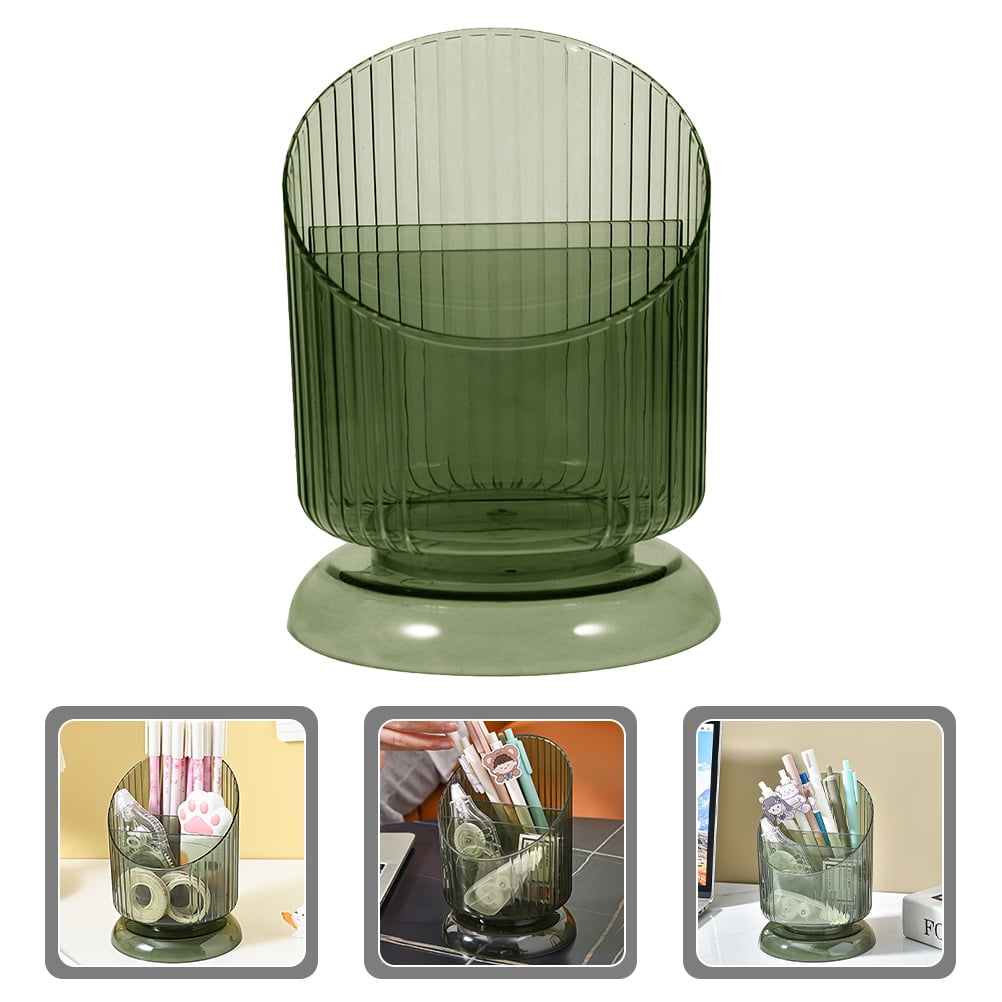 SKISUNO Makeup Brush Holder Pet Green Cylinder 1Set 6.09X4.52X4.52in - Image 1