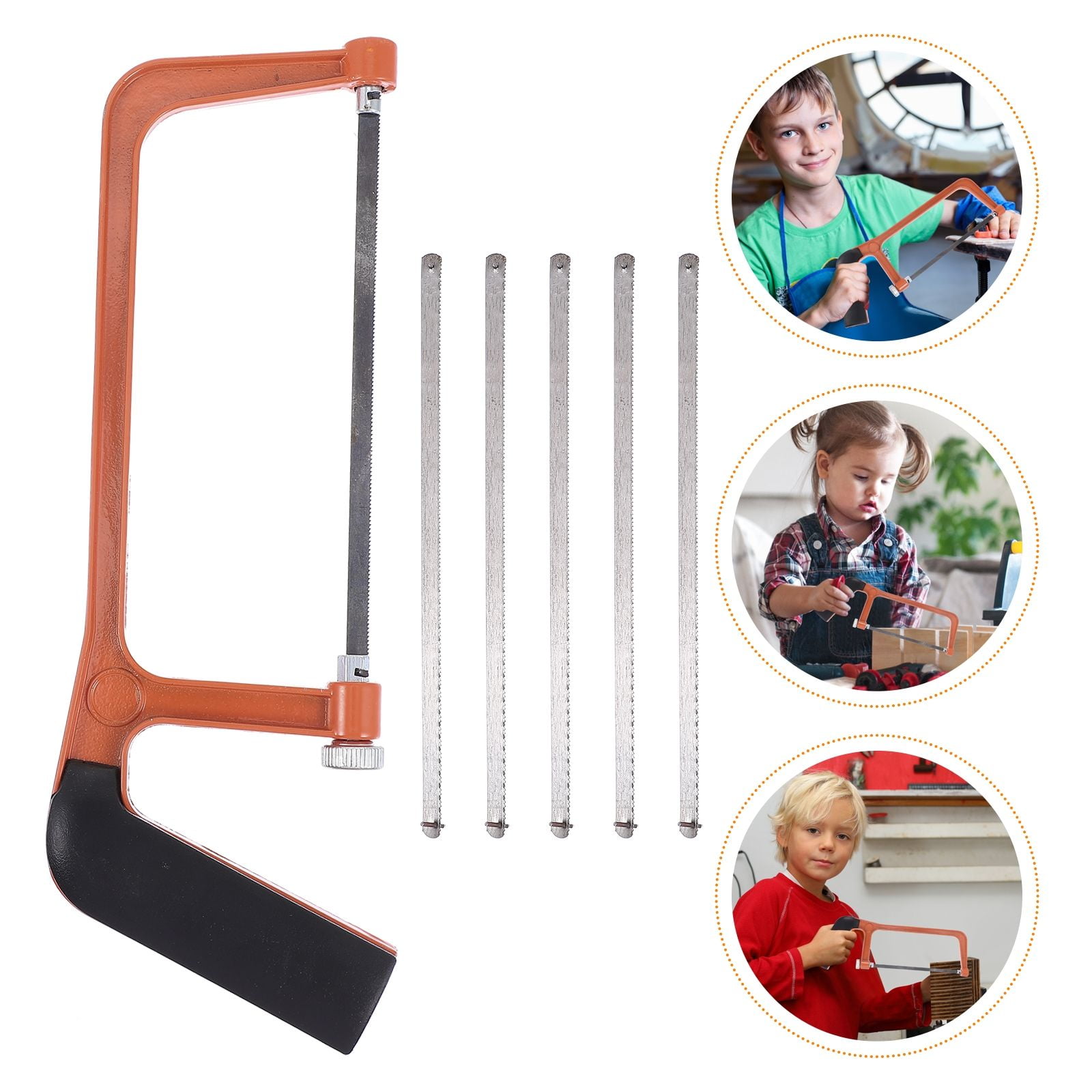 SKISUNO Orange Mini Hacksaw Set for Kids and Gardeners, Compact Hand Saw for Precise Cutting and Craft Projects - Image 4
