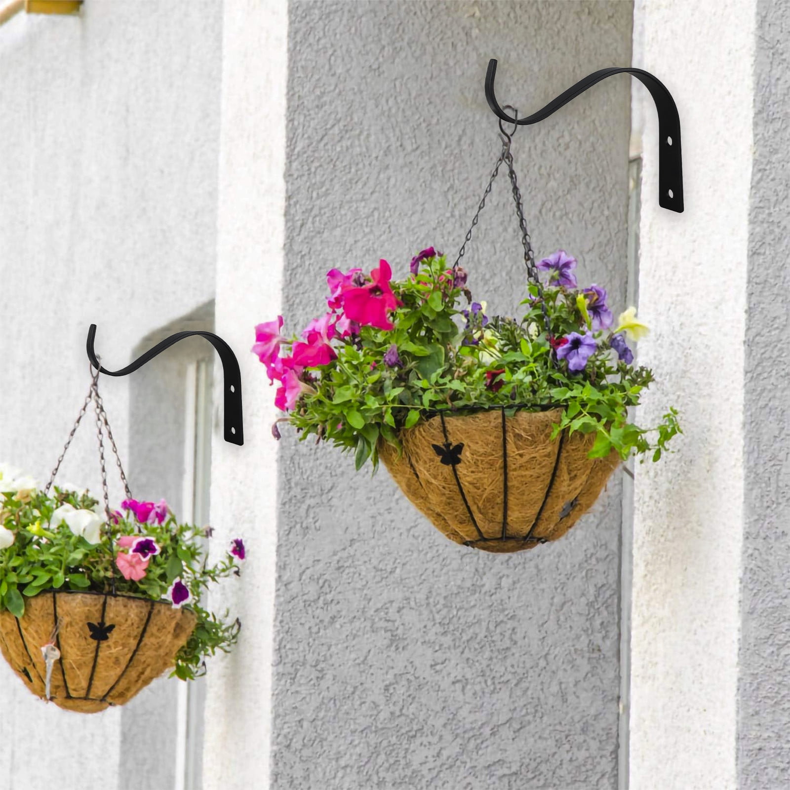 Darzheoy 2 Pack Iron Wall Hooks for Hanging Plant Lanterns, Plant Hanger Fence Metal Bracket for Bird Feeders, Wind Chimes, Outdoor Indoor Rustic Home Decor Black - Image 3