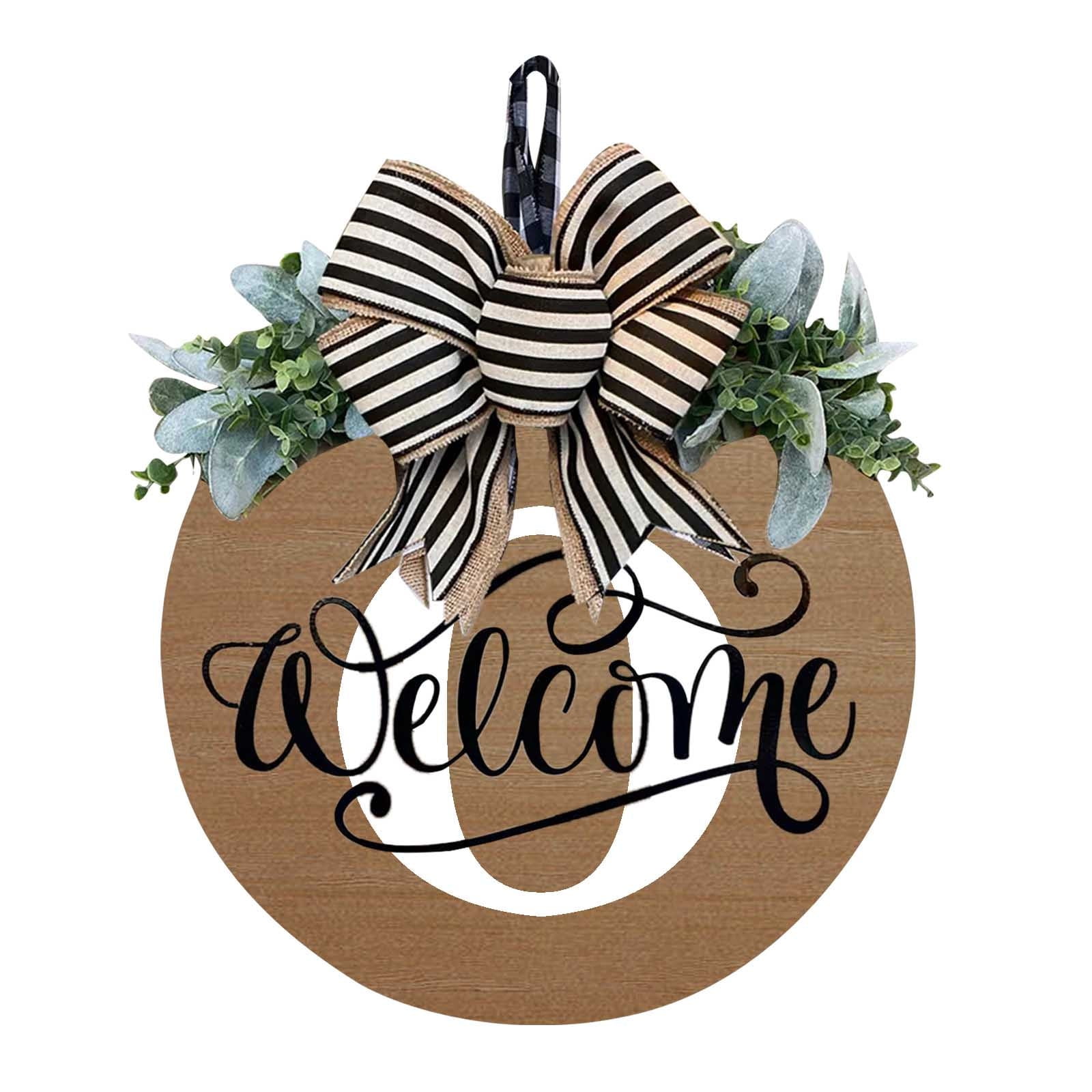 Darzheoy Initial Last Name Year Round Front Door Wreath, Welcome Sign Garland with Bow & Eucalyptus, Personalized Creative 26 Letter Farmhouse Wreath for All Seasons O - Image 1