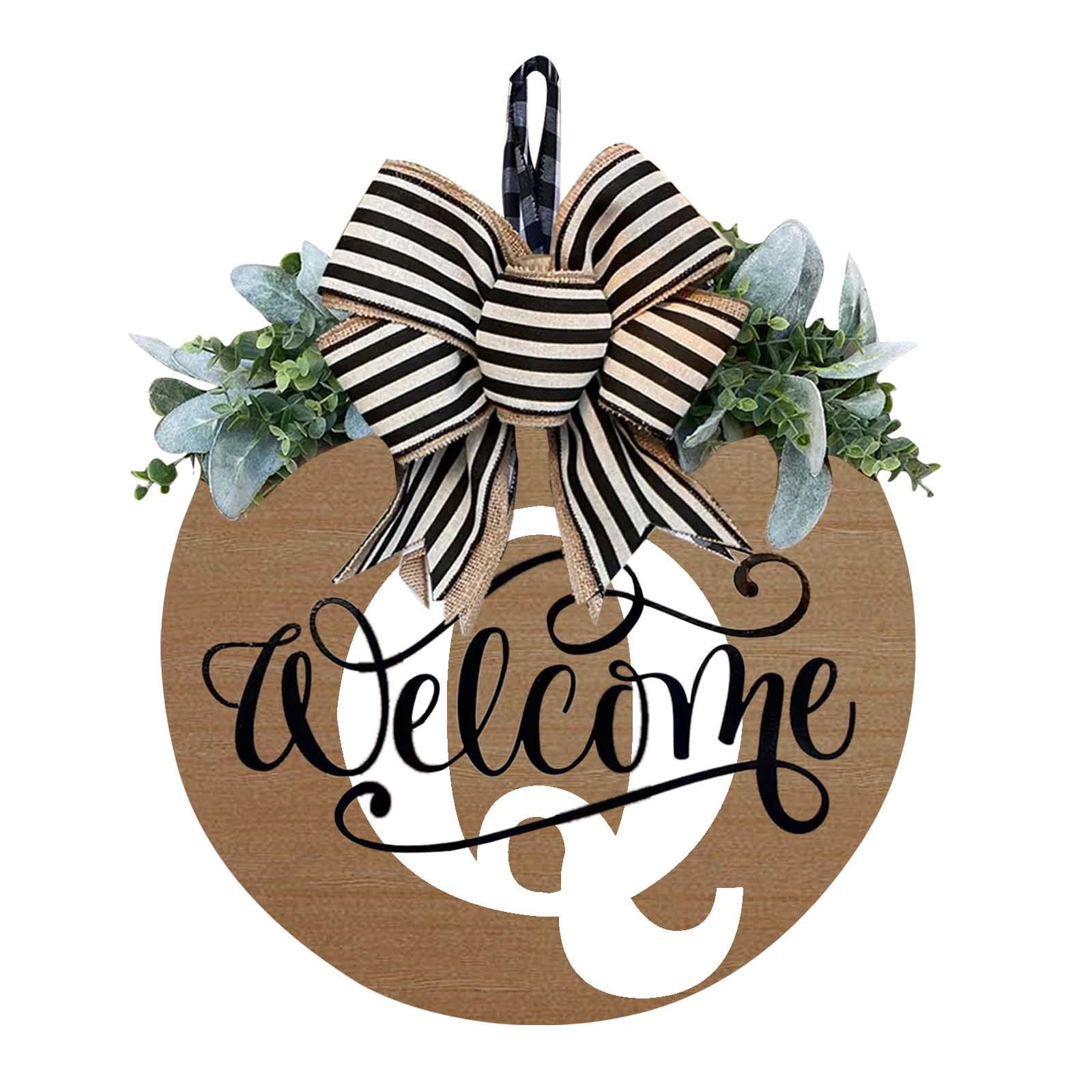 Darzheoy Initial Last Name Year Round Front Door Wreath, Welcome Sign Garland with Bow & Eucalyptus, Personalized Creative 26 Letter Farmhouse Wreath for All Seasons Q - Image 1