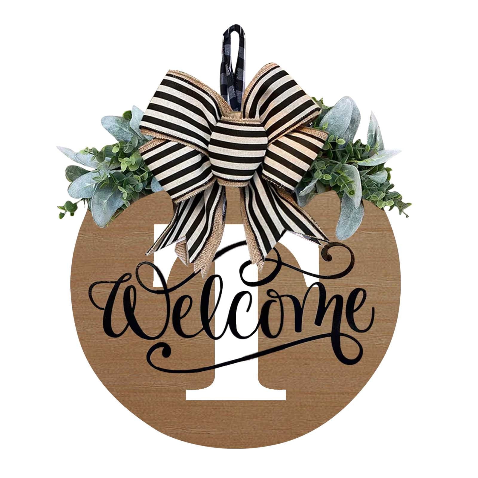 Darzheoy Initial Last Name Year Round Front Door Wreath, Welcome Sign Garland with Bow & Eucalyptus, Personalized Creative 26 Letter Farmhouse Wreath for All Seasons T - Image 1