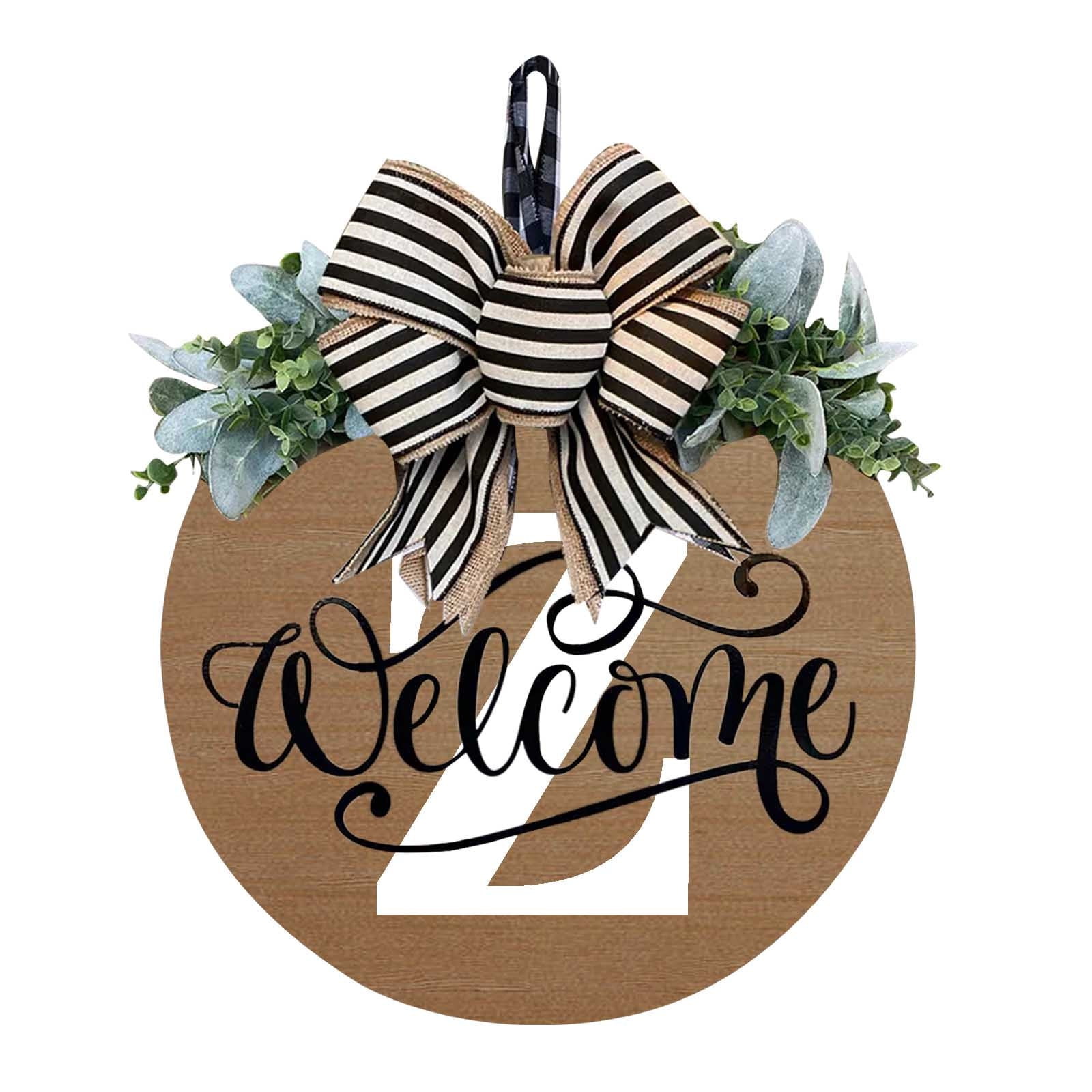Darzheoy Initial Last Name Year Round Front Door Wreath, Welcome Sign Garland with Bow & Eucalyptus, Personalized Creative 26 Letter Farmhouse Wreath for All Seasons Z - Image 1