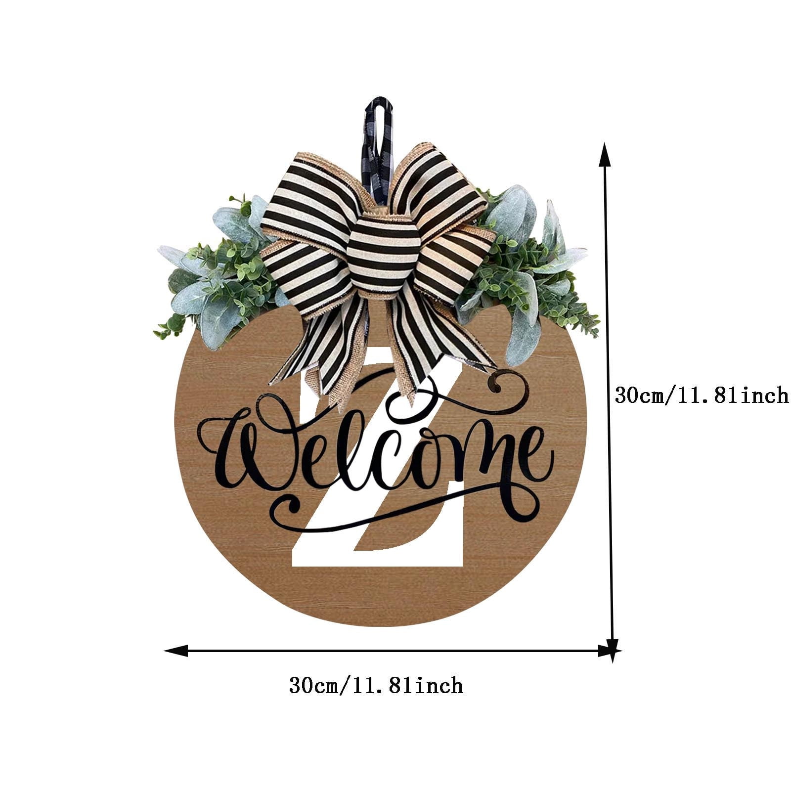 Darzheoy Initial Last Name Year Round Front Door Wreath, Welcome Sign Garland with Bow & Eucalyptus, Personalized Creative 26 Letter Farmhouse Wreath for All Seasons Z - Image 2