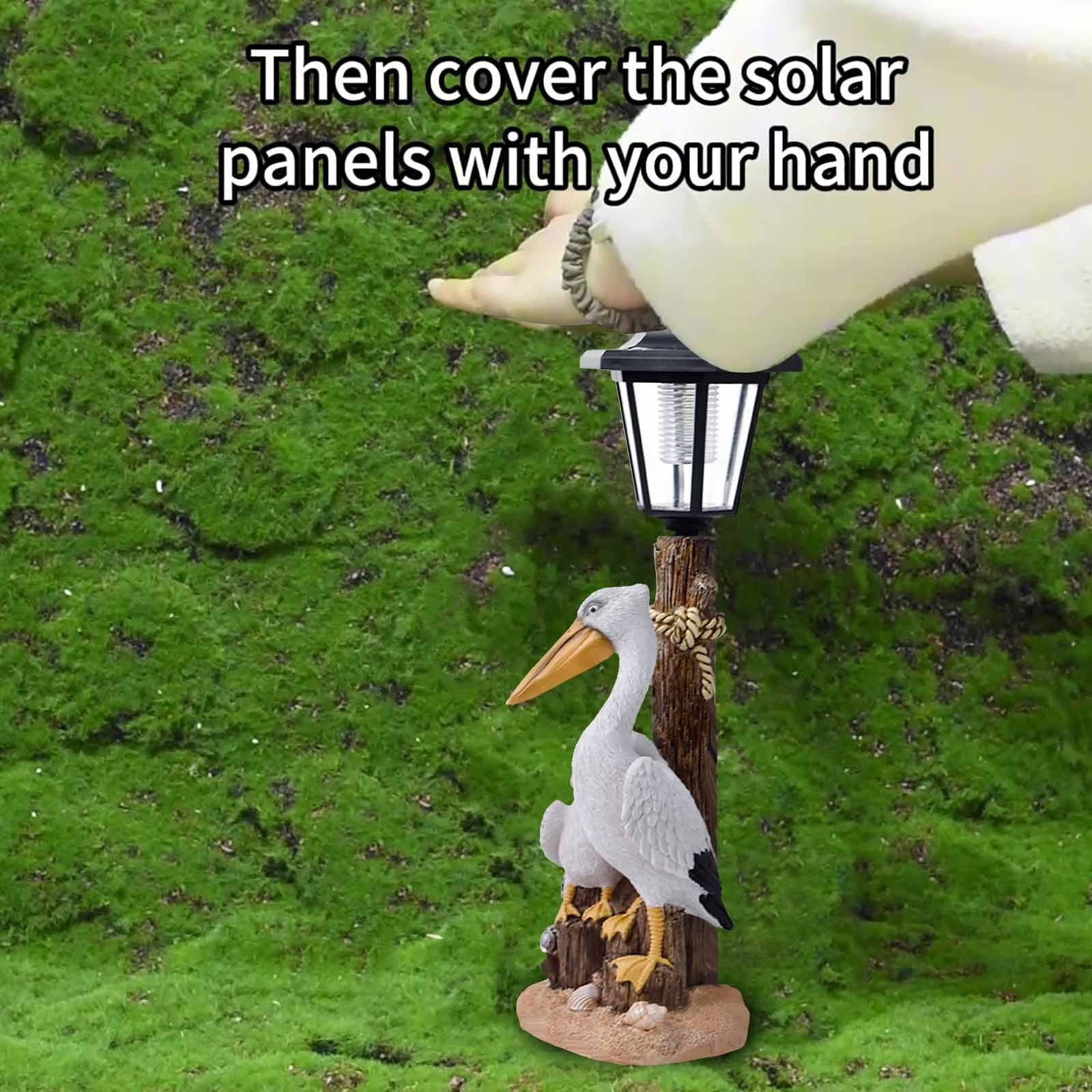 Darzheoy Pelican Garden Statue with Solar Lantern Pelican Solar Light for Outside Decor Sculptures & Statues Lights for Lawn Decor A - Image 5