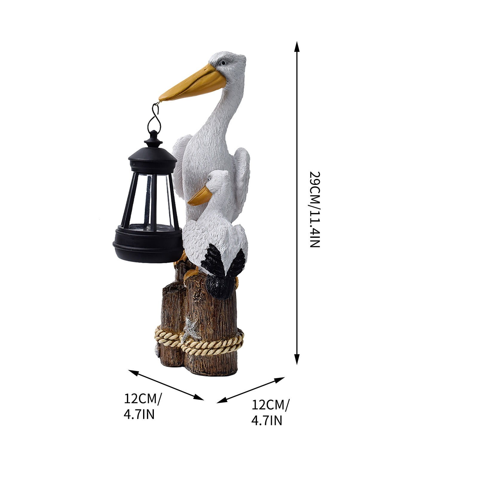 Darzheoy Pelican Garden Statue with Solar Lantern Pelican Solar Light for Outside Decor Sculptures & Statues Lights for Lawn Decor C - Image 2