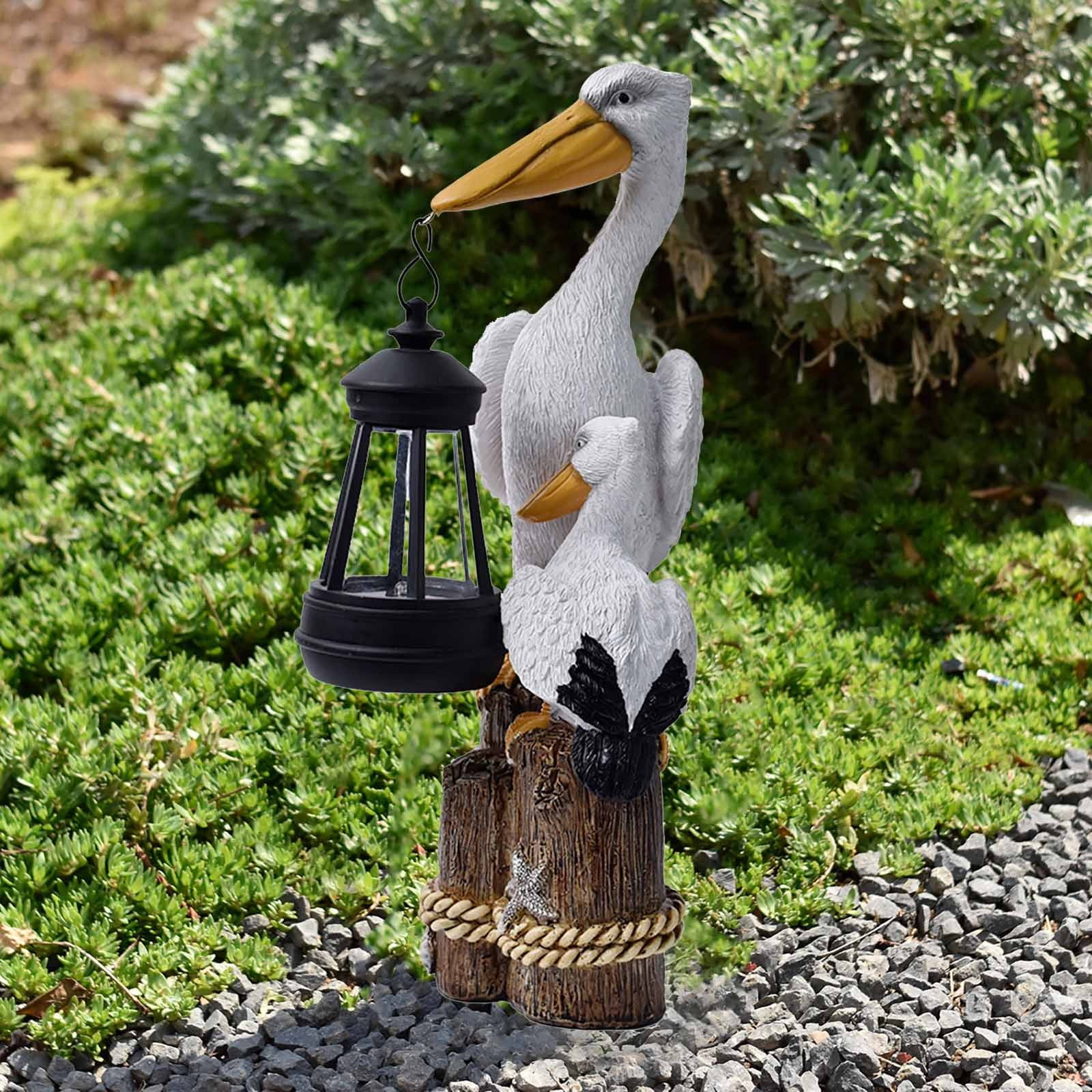 Darzheoy Pelican Garden Statue with Solar Lantern Pelican Solar Light for Outside Decor Sculptures & Statues Lights for Lawn Decor C - Image 3