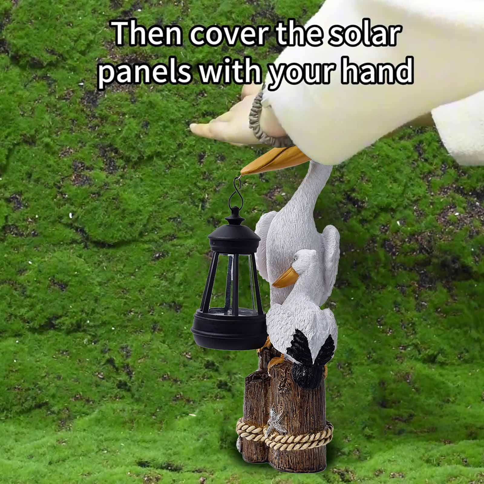 Darzheoy Pelican Garden Statue with Solar Lantern Pelican Solar Light for Outside Decor Sculptures & Statues Lights for Lawn Decor C - Image 5