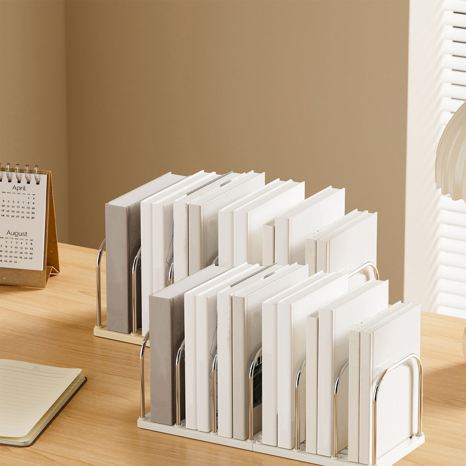 Chmadoxn Multi-Tier Desktop Bookshelf - Space-Saving Desk Organizer for Books, Files & Learning Supplies, Serviceable Storage Rack for Office, Study, or Home Use (Lightweight & Compact) 14.6×5.9×5.3 in White - Image 1