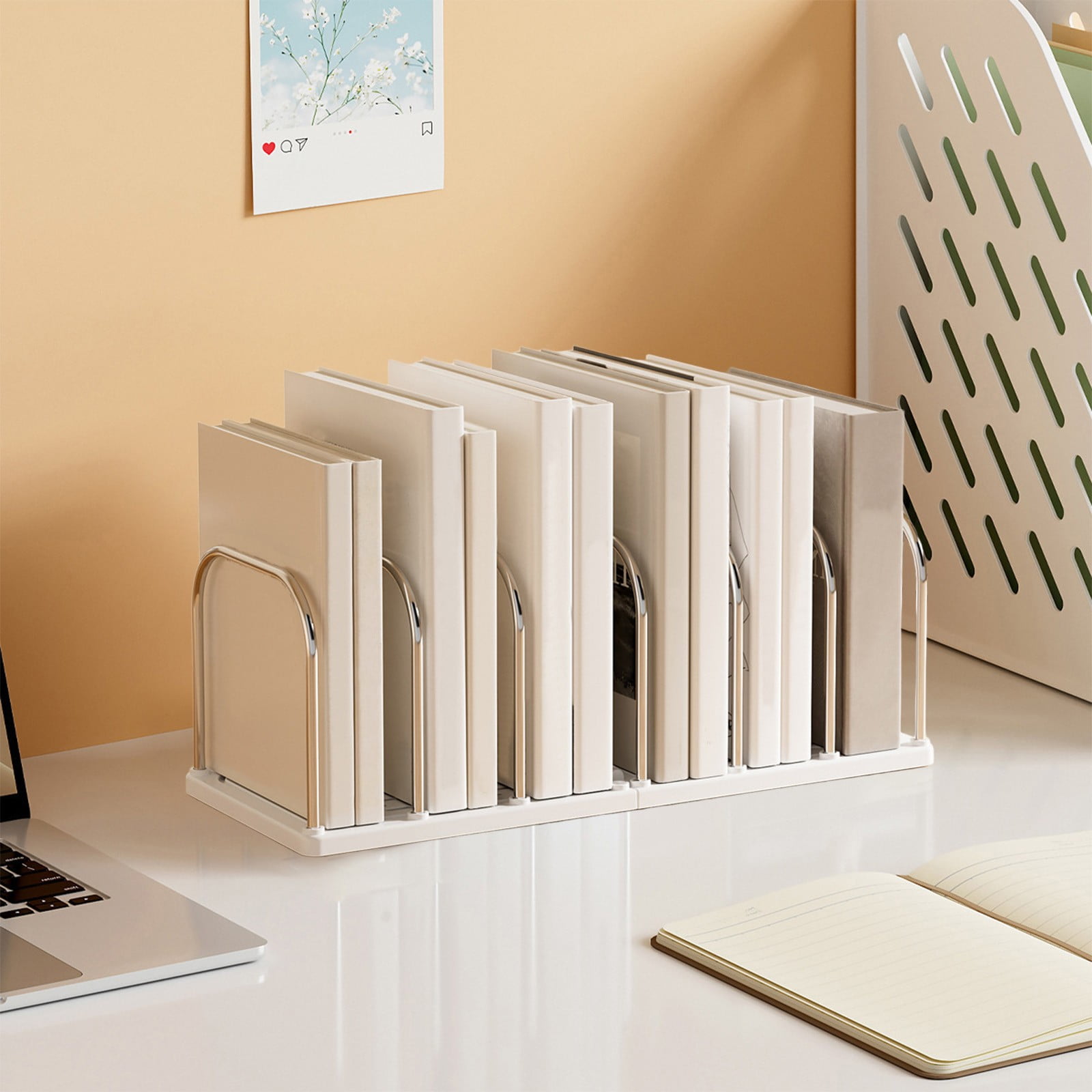 Chmadoxn Multi-Tier Desktop Bookshelf - Space-Saving Desk Organizer for Books, Files & Learning Supplies, Serviceable Storage Rack for Office, Study, or Home Use (Lightweight & Compact) 14.6×5.9×5.3 in White - Image 6