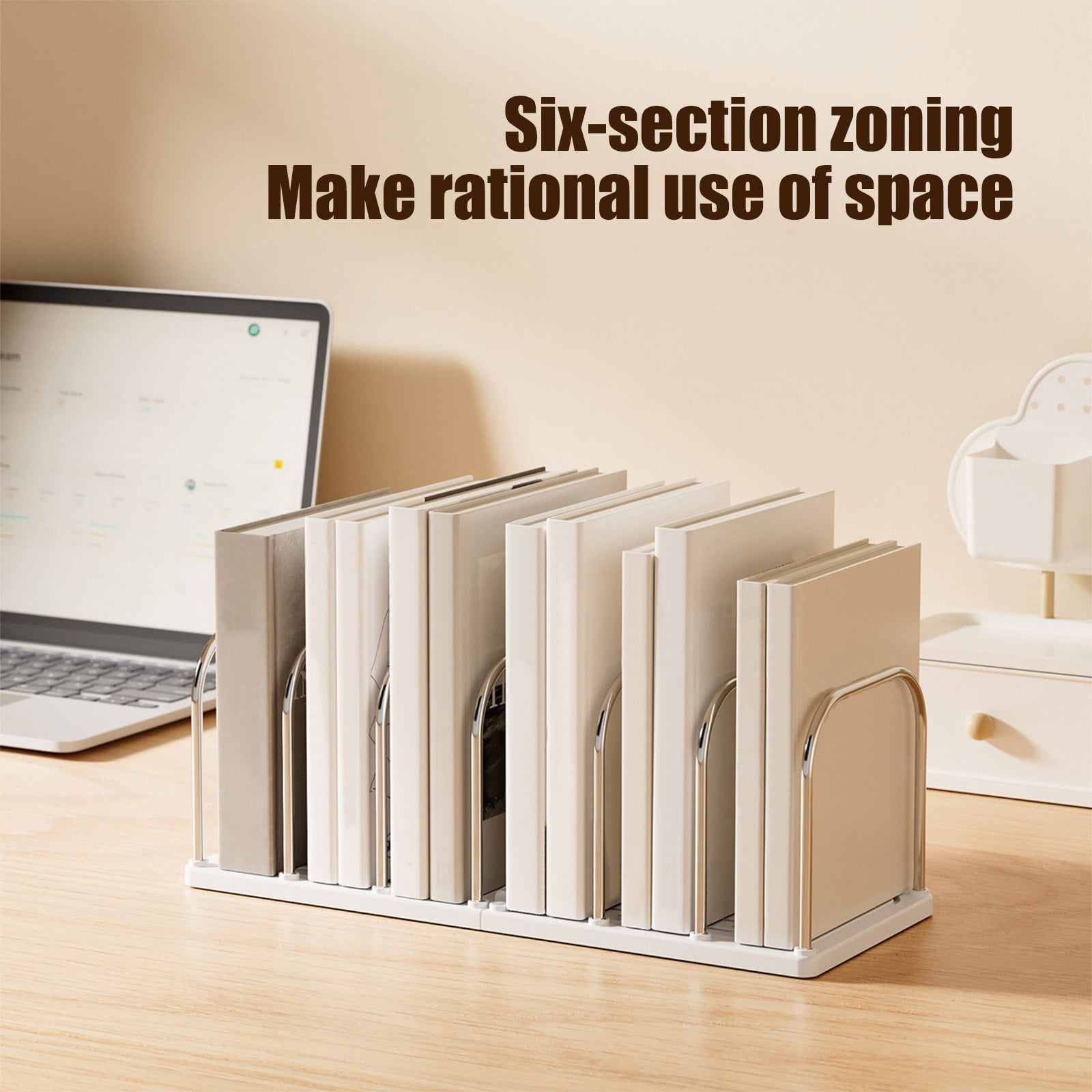 Chmadoxn Multi-Tier Desktop Bookshelf - Space-Saving Desk Organizer for Books, Files & Learning Supplies, Serviceable Storage Rack for Office, Study, or Home Use (Lightweight & Compact) 14.6×5.9×5.3 in White - Image 7