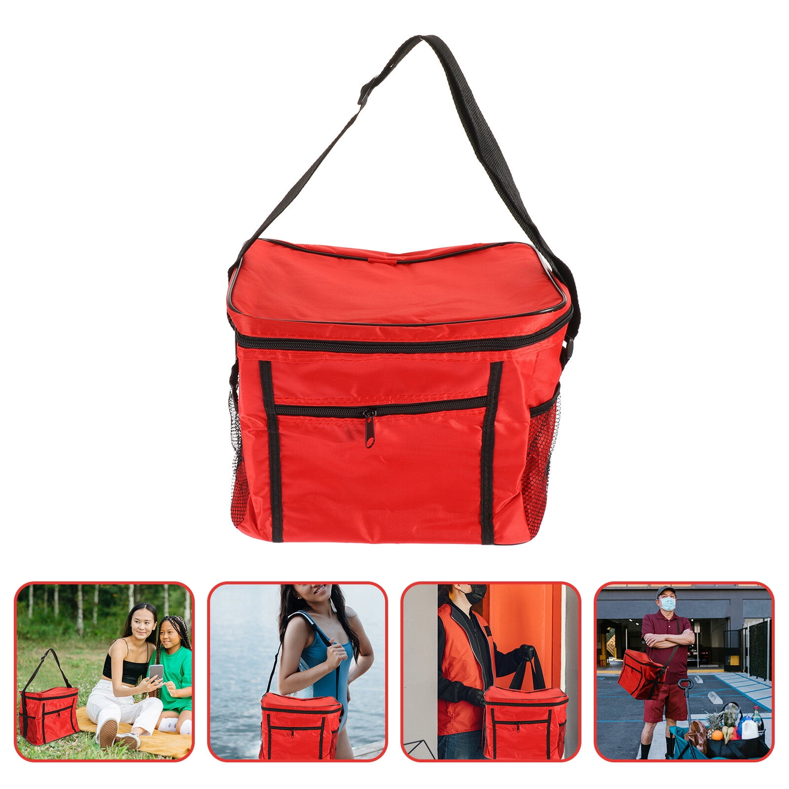 SKISUNO Insulated Reusable Grocery Bags Set of 1 in Red, Thermal Cooler Tote for - Image 1