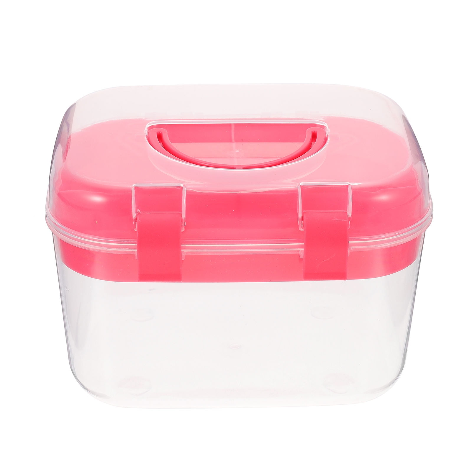 HOOWIFFY Plastic Sewing Box Red Large Capacity Double Layer Organizer for Home and Office Use with Design - Image 1