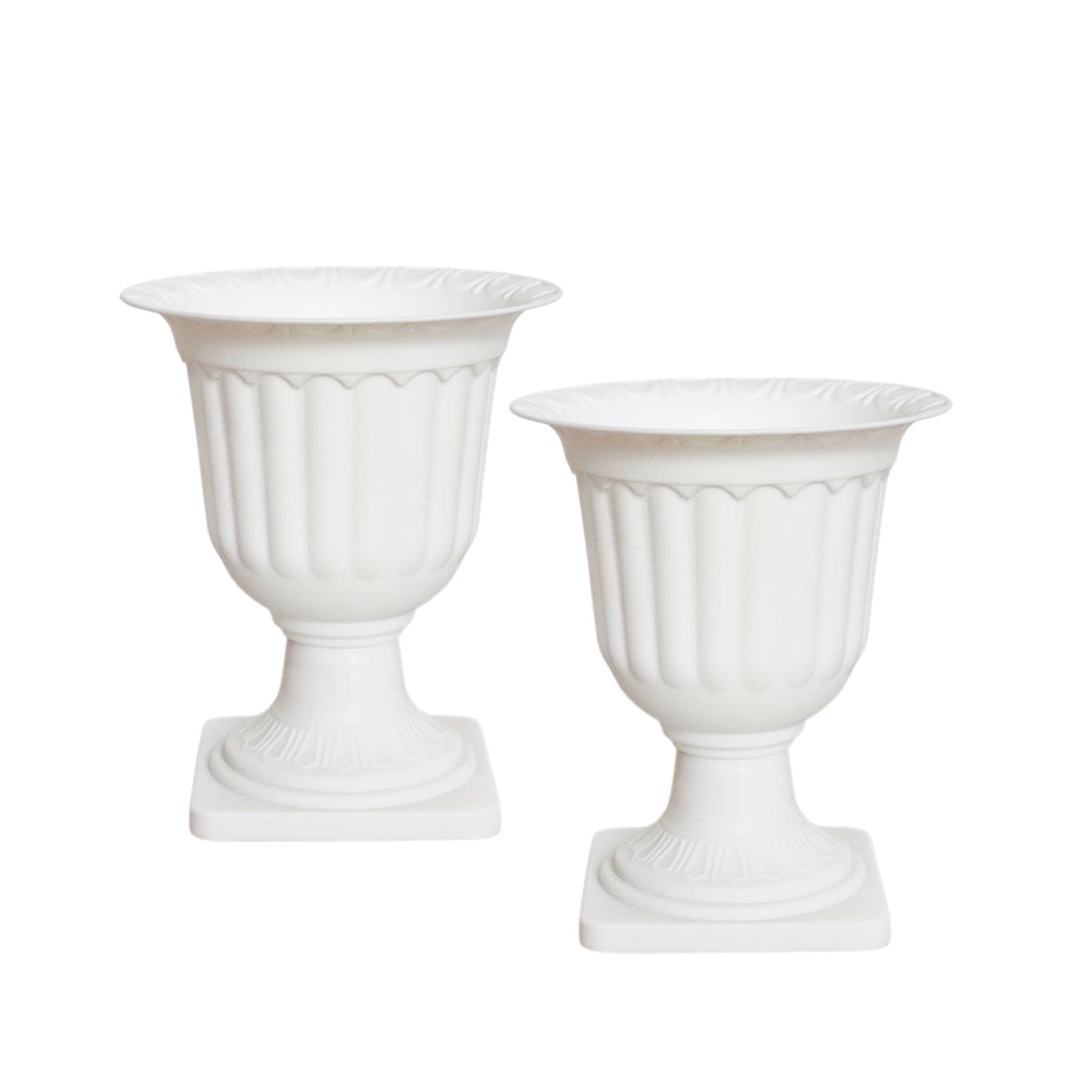 Darzheoy White Urn Planter Flower Pots, Classic Plastic Tall Planter, Wedding Party Porch Front Door Decorative 2 Pack A - Image 1