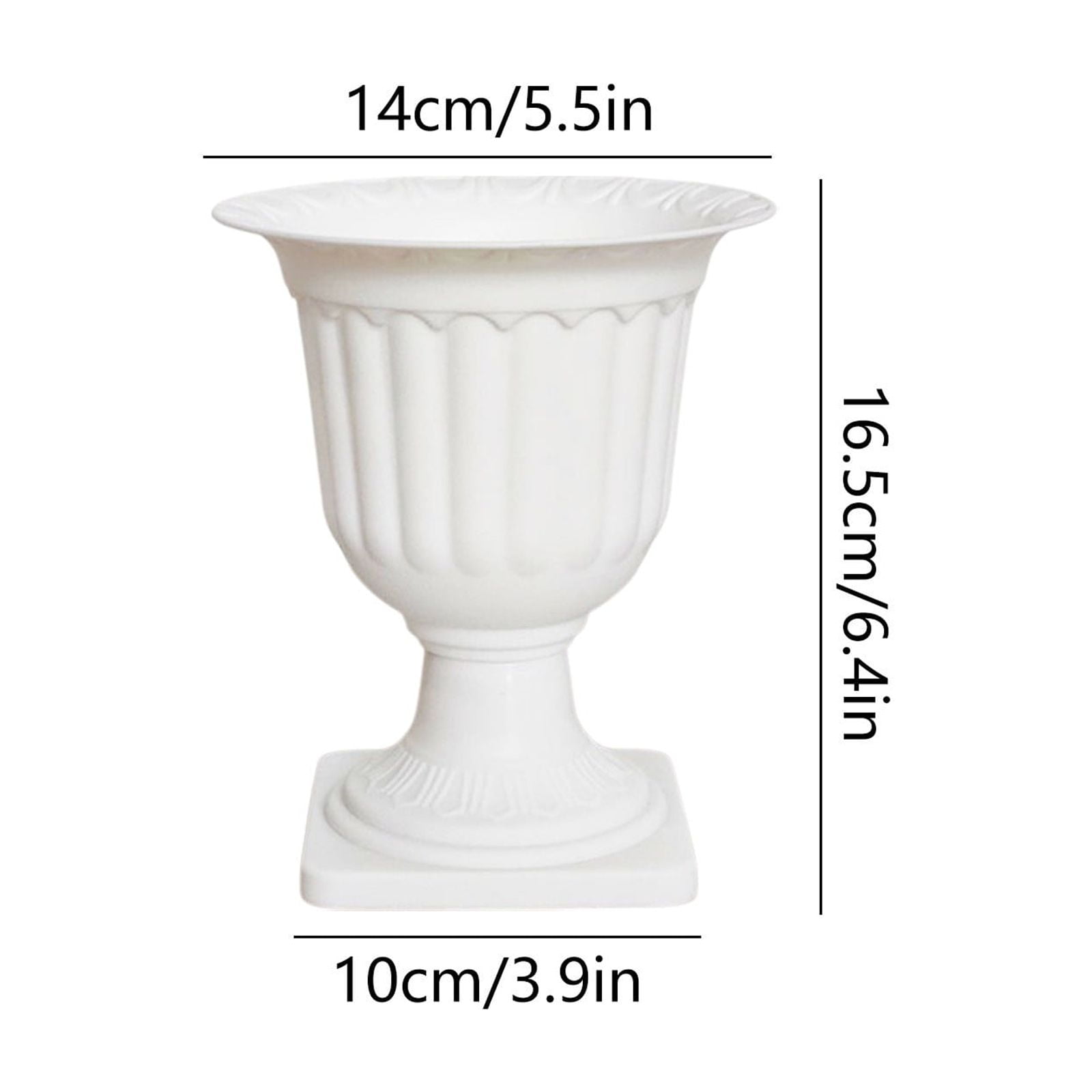 Darzheoy White Urn Planter Flower Pots, Classic Plastic Tall Planter, Wedding Party Porch Front Door Decorative 2 Pack A - Image 2