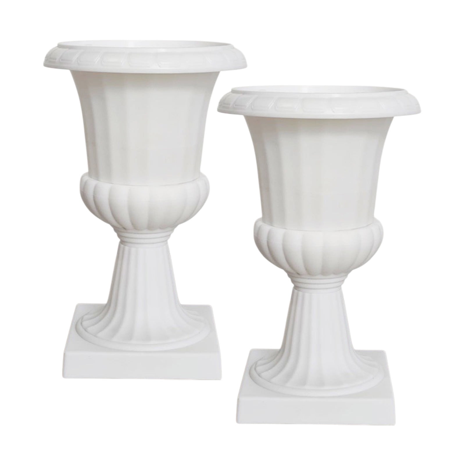 Darzheoy White Urn Planter Flower Pots, Classic Plastic Tall Planter, Wedding Party Porch Front Door Decorative 2 Pack B - Image 1