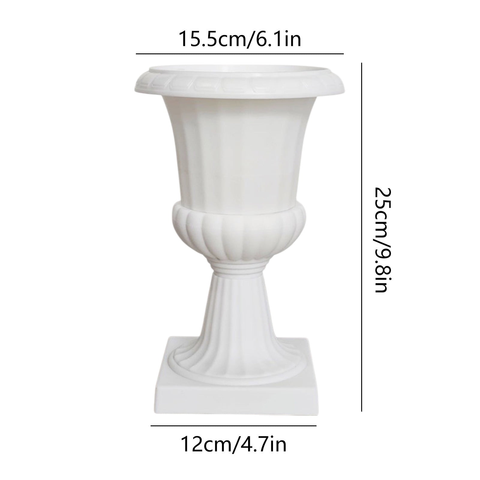 Darzheoy White Urn Planter Flower Pots, Classic Plastic Tall Planter, Wedding Party Porch Front Door Decorative 2 Pack B - Image 2