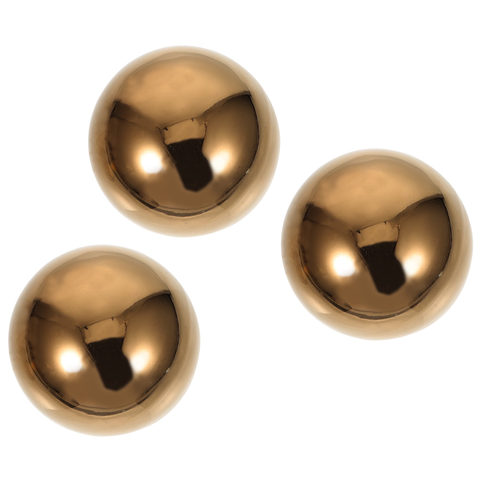 HOOWIFFY 3pcs Golden Stainless Steel Hollow Spheres Reflective Garden Ornaments Outdoor Yard Decor - Image 1