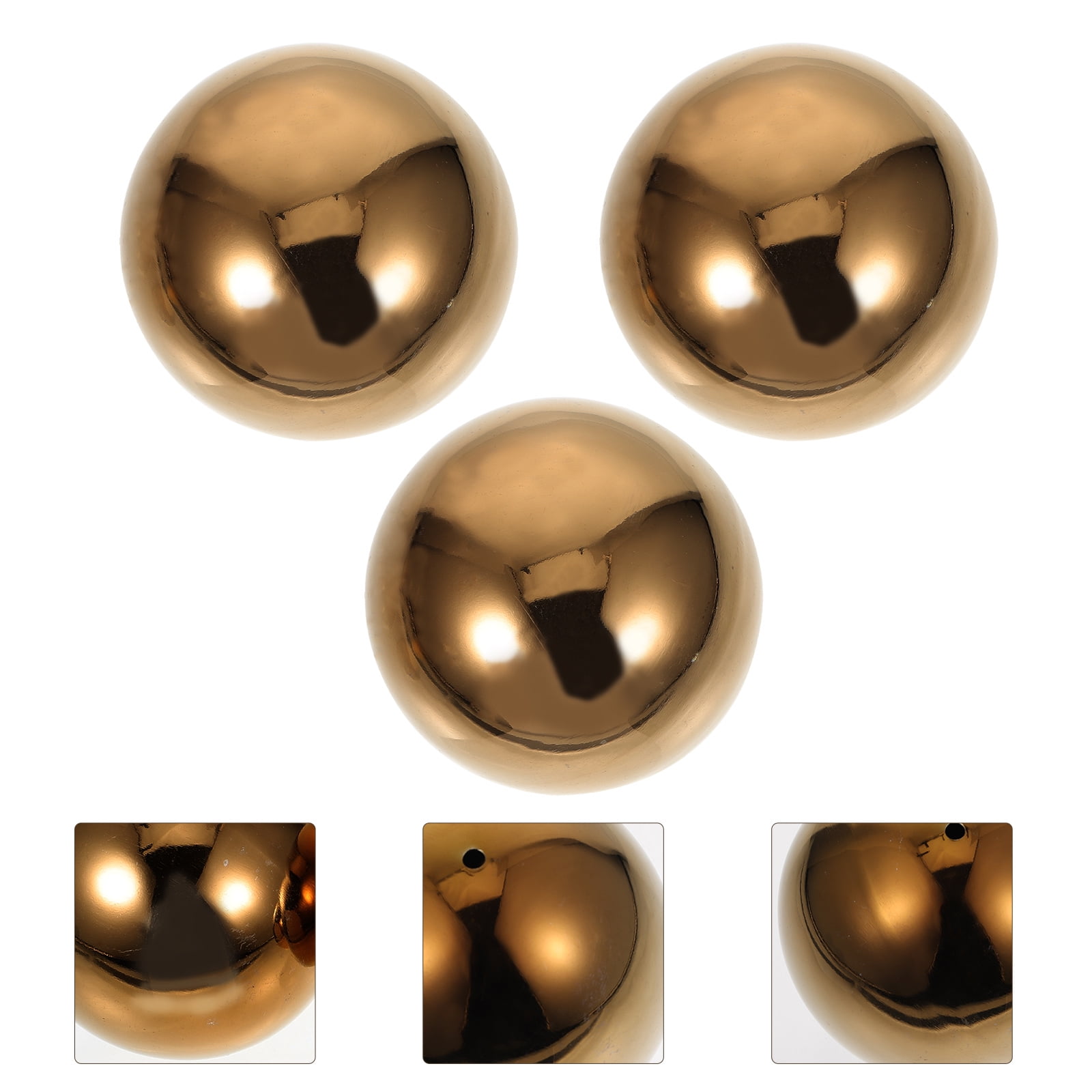 HOOWIFFY 3pcs Golden Stainless Steel Hollow Spheres Reflective Garden Ornaments Outdoor Yard Decor - Image 4