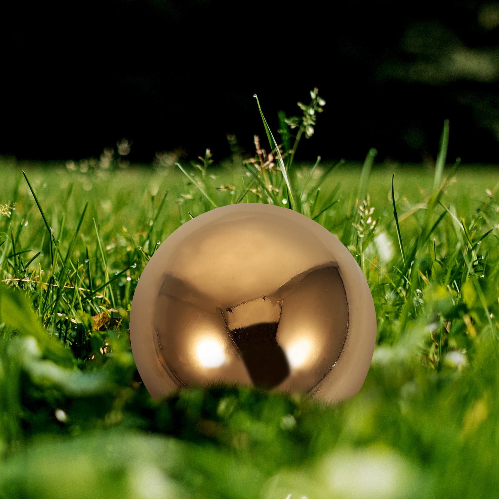 HOOWIFFY 3pcs Golden Stainless Steel Hollow Spheres Reflective Garden Ornaments Outdoor Yard Decor - Image 6