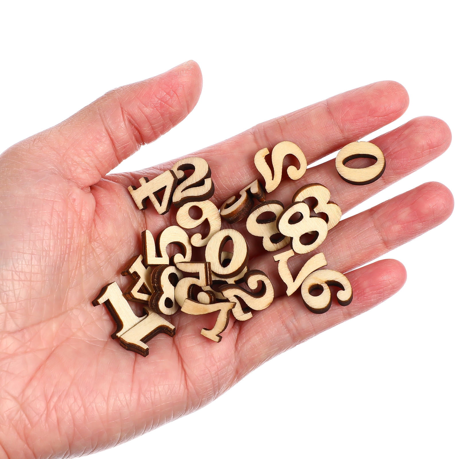 HOOWIFFY Unfinished Light Brown Wooden Numbers for Crafts and Home Decor Natural Material Art Supplies - Image 1