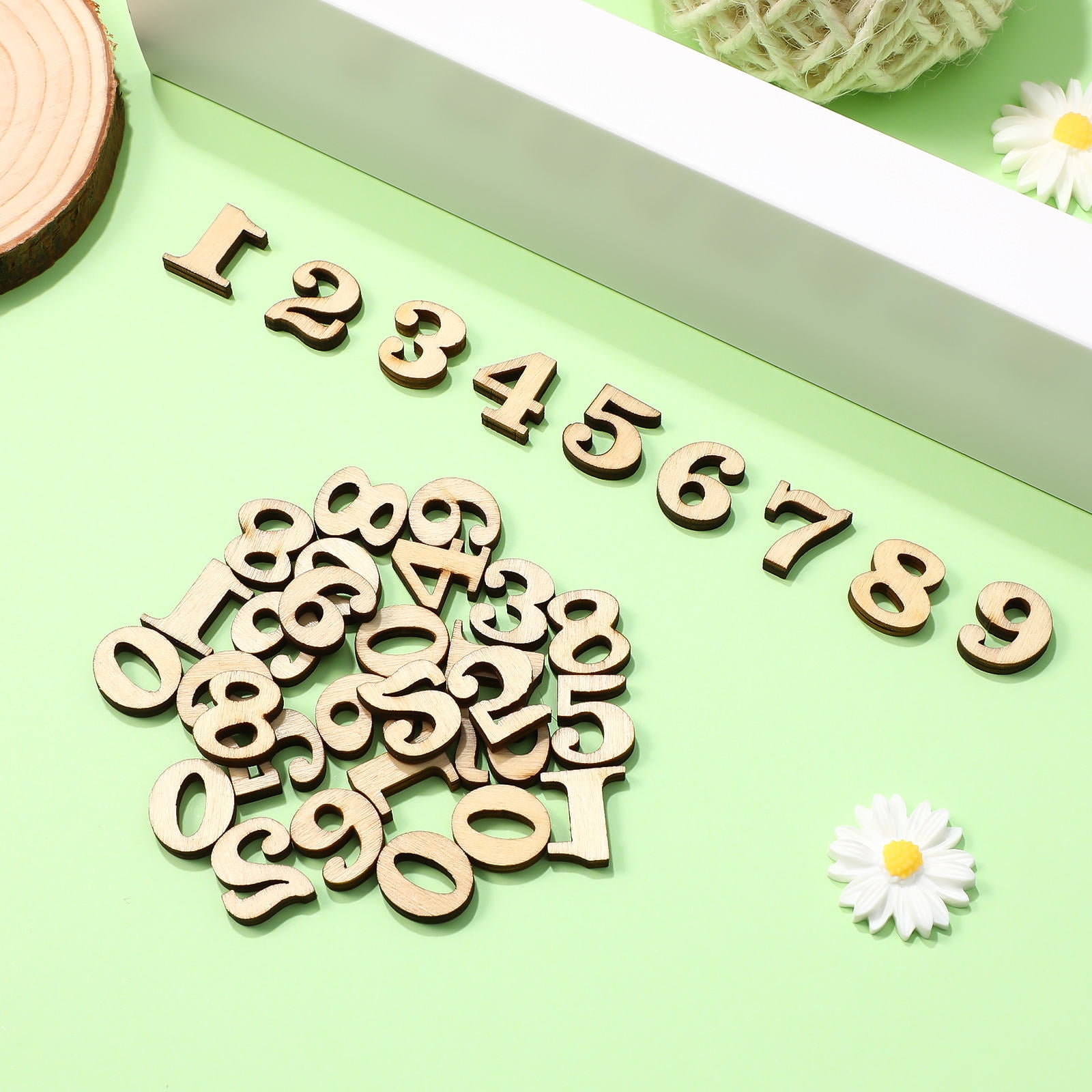 HOOWIFFY Unfinished Light Brown Wooden Numbers for Crafts and Home Decor Natural Material Art Supplies - Image 3