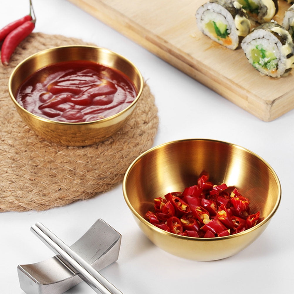 SKISUNO 4-Piece Golden Dipping Sauce Dishes Set for Home and Restaurant Use, and Stylish Serving Bowls - Image 3