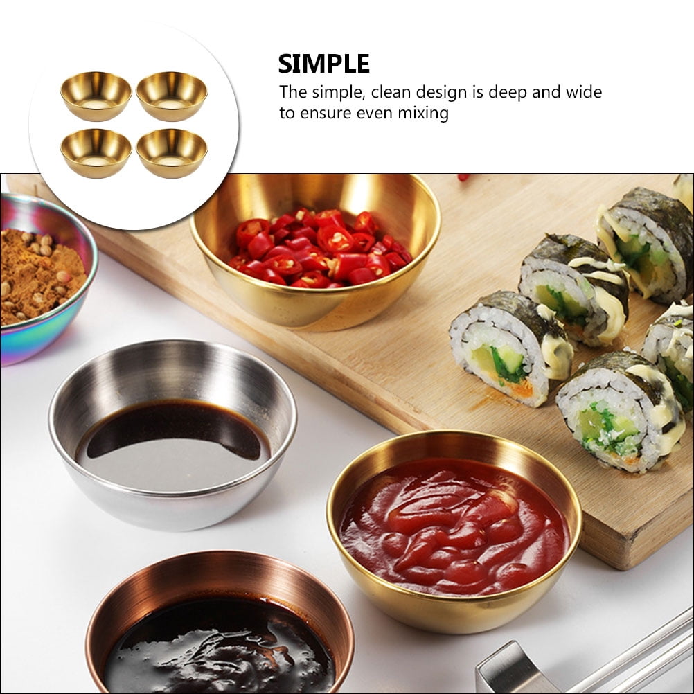 SKISUNO 4-Piece Golden Dipping Sauce Dishes Set for Home and Restaurant Use, and Stylish Serving Bowls - Image 6