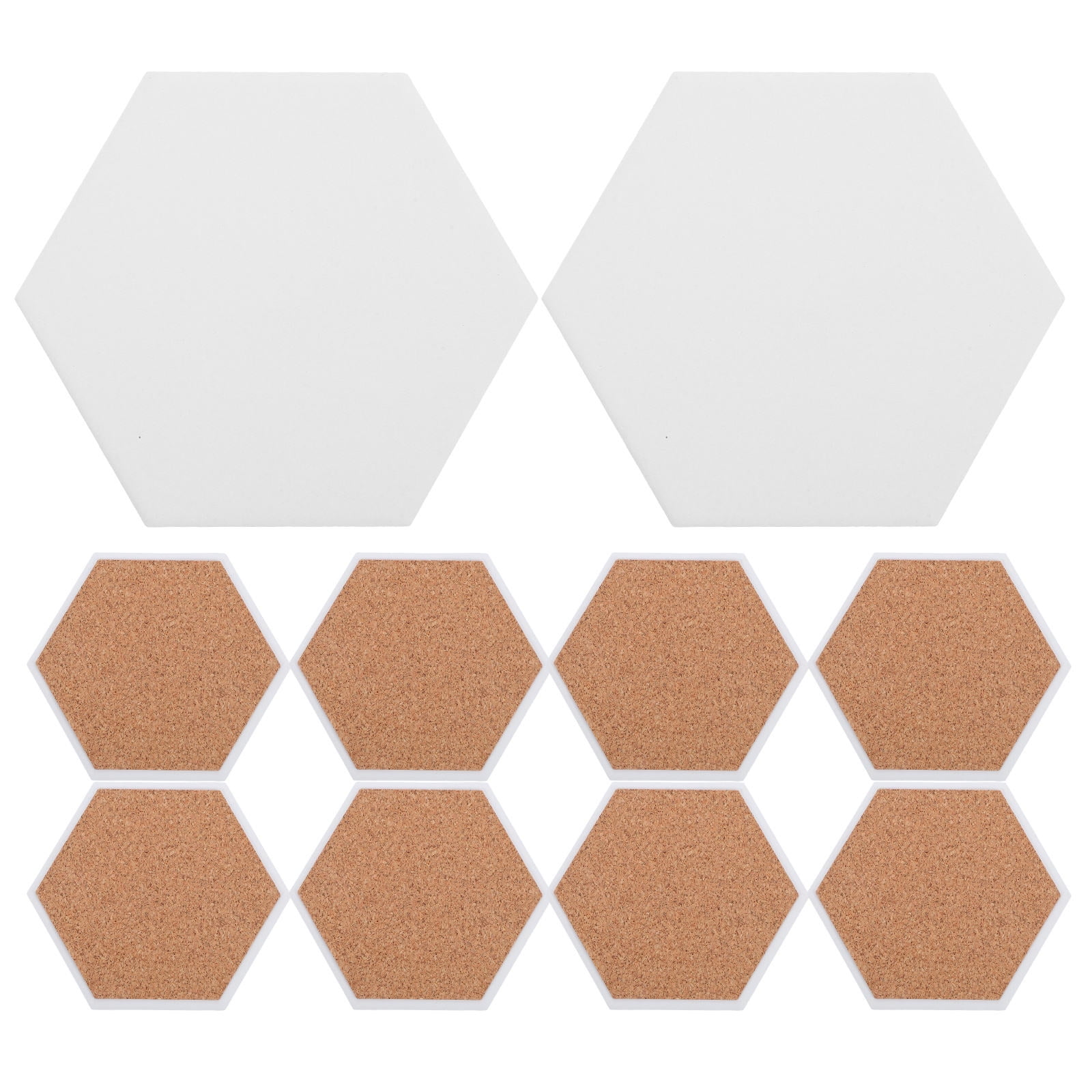 HOOWIFFY 10Set White Ceramic Hexagonal Coasters with Nonslip Heat Resistant Surface for Sublimation - Image 1