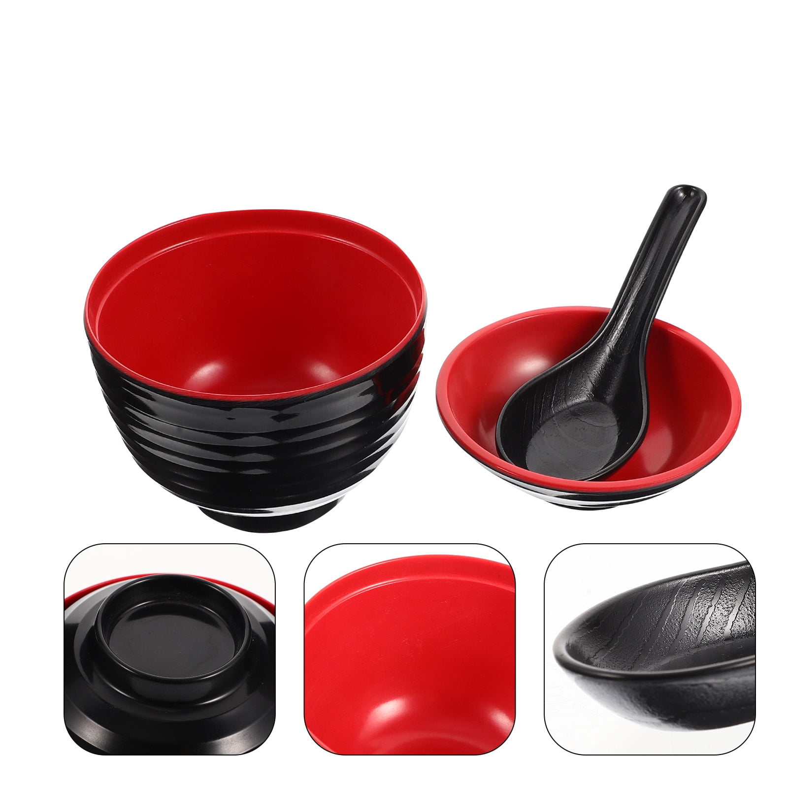 HOOWIFFY Traditional Japanese Miso Soup Bowl Set, Round Black Ceramic, 10x10x9.5cm, Perfect for Authentic Asian Cuisine - Image 1