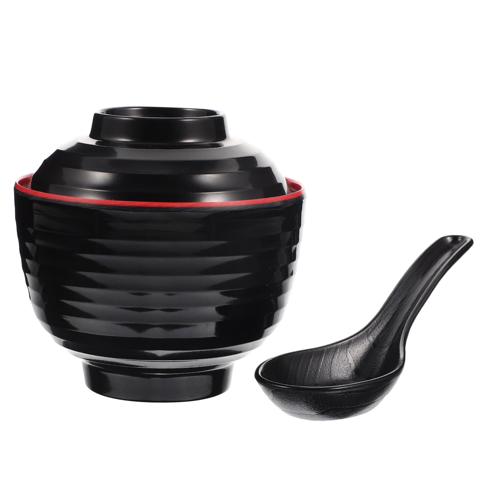 HOOWIFFY Traditional Japanese Miso Soup Bowl Set, Round Black Ceramic, 10x10x9.5cm, Perfect for Authentic Asian Cuisine - Image 4