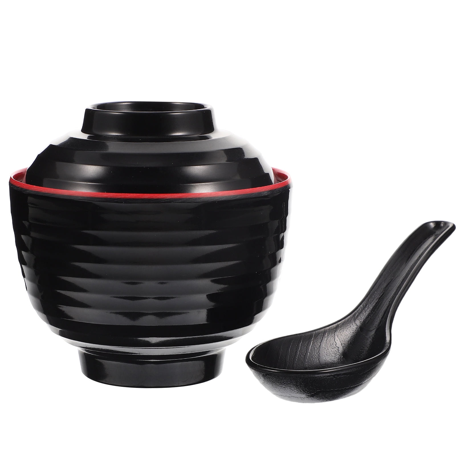 HOOWIFFY Traditional Japanese Miso Soup Bowl Set, Round Black Ceramic, 10x10x9.5cm, Perfect for Authentic Asian Cuisine - Image 6