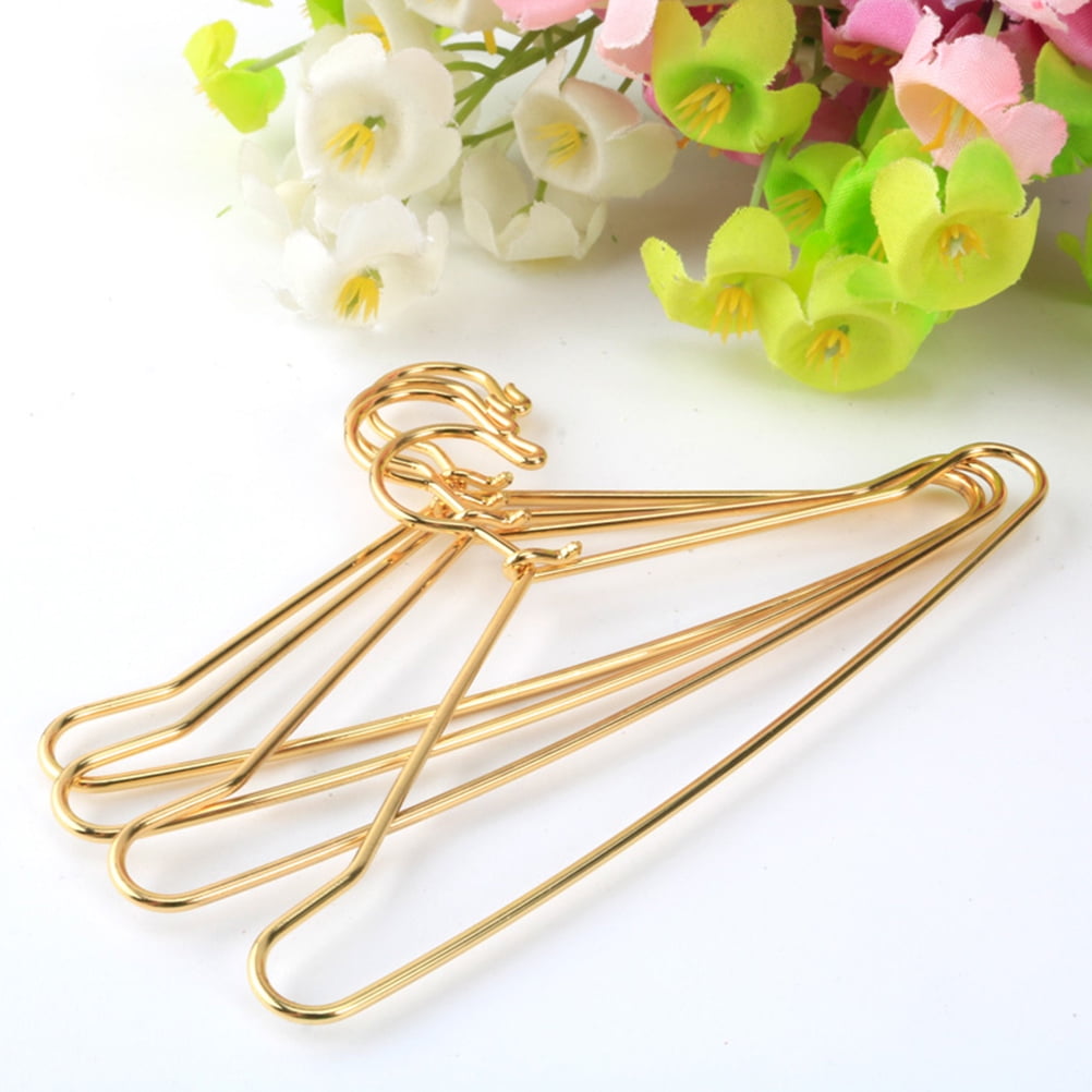 HOOWIFFY Small Hanger Shape 10 Pcs Metal Clothes Hangers Carbon Steel for Childrens Doll Clothes DIY Toy Use - Image 1