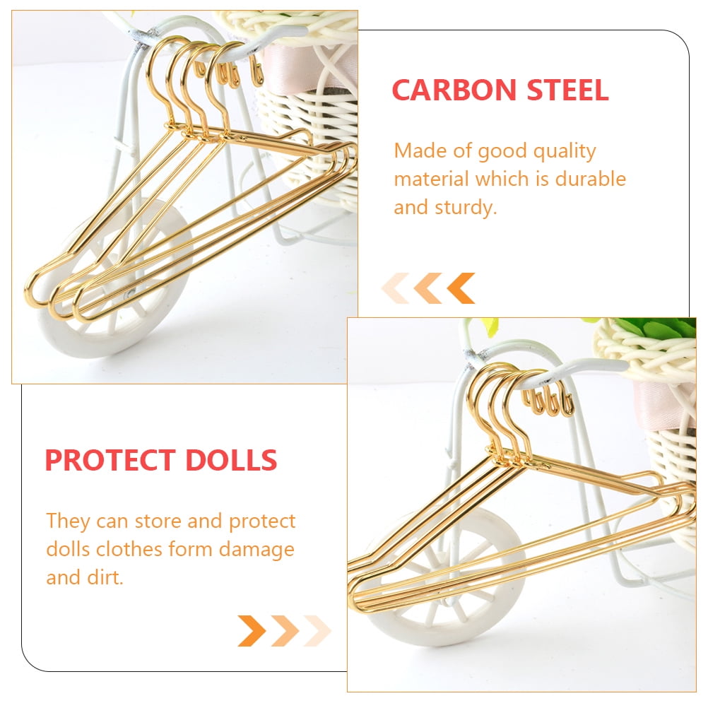 HOOWIFFY Small Hanger Shape 10 Pcs Metal Clothes Hangers Carbon Steel for Childrens Doll Clothes DIY Toy Use - Image 2