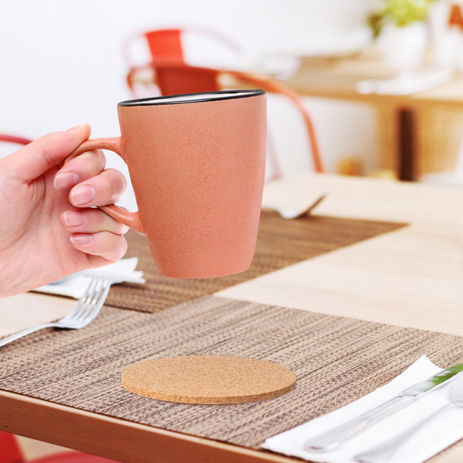 HOOWIFFY Cork Coasters Bulk Cork Coasters For Drinks 100Pcs - Image 4