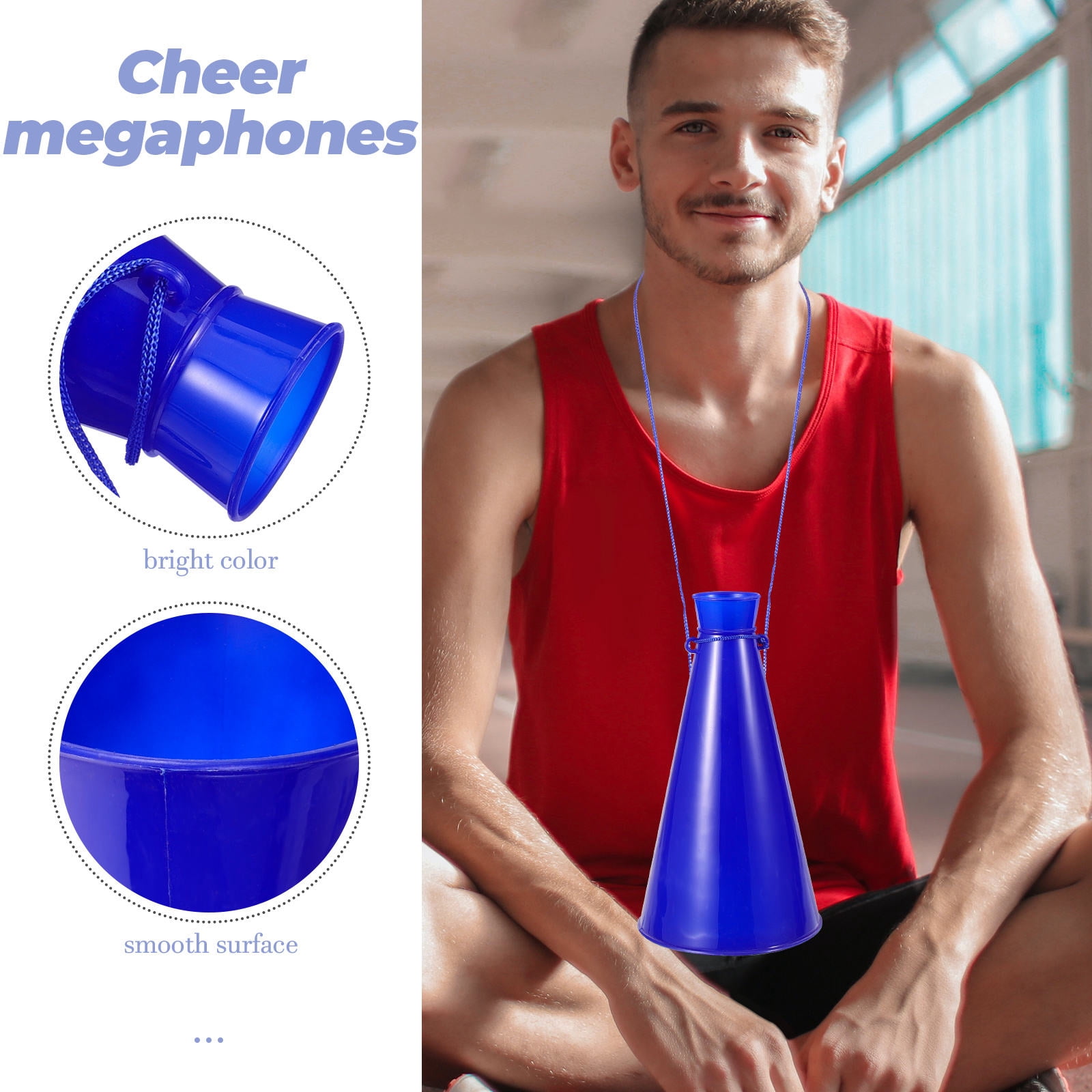 HOOWIFFY Cheer Megaphone 1Pack Blue for Party Favors Kids Cheering Props Outdoor Activities - Image 8