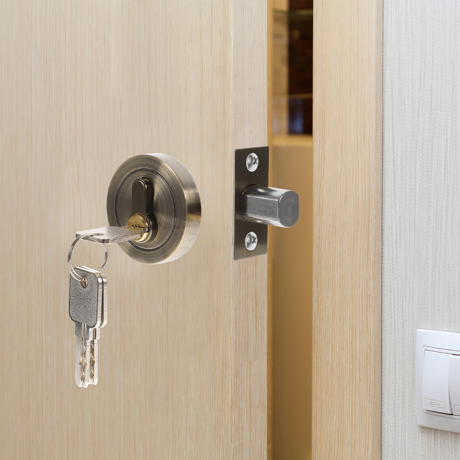 HOOWIFFY Durable Golden Deadbolt Lock Single Cylinder with Key for Home Use - Image 1