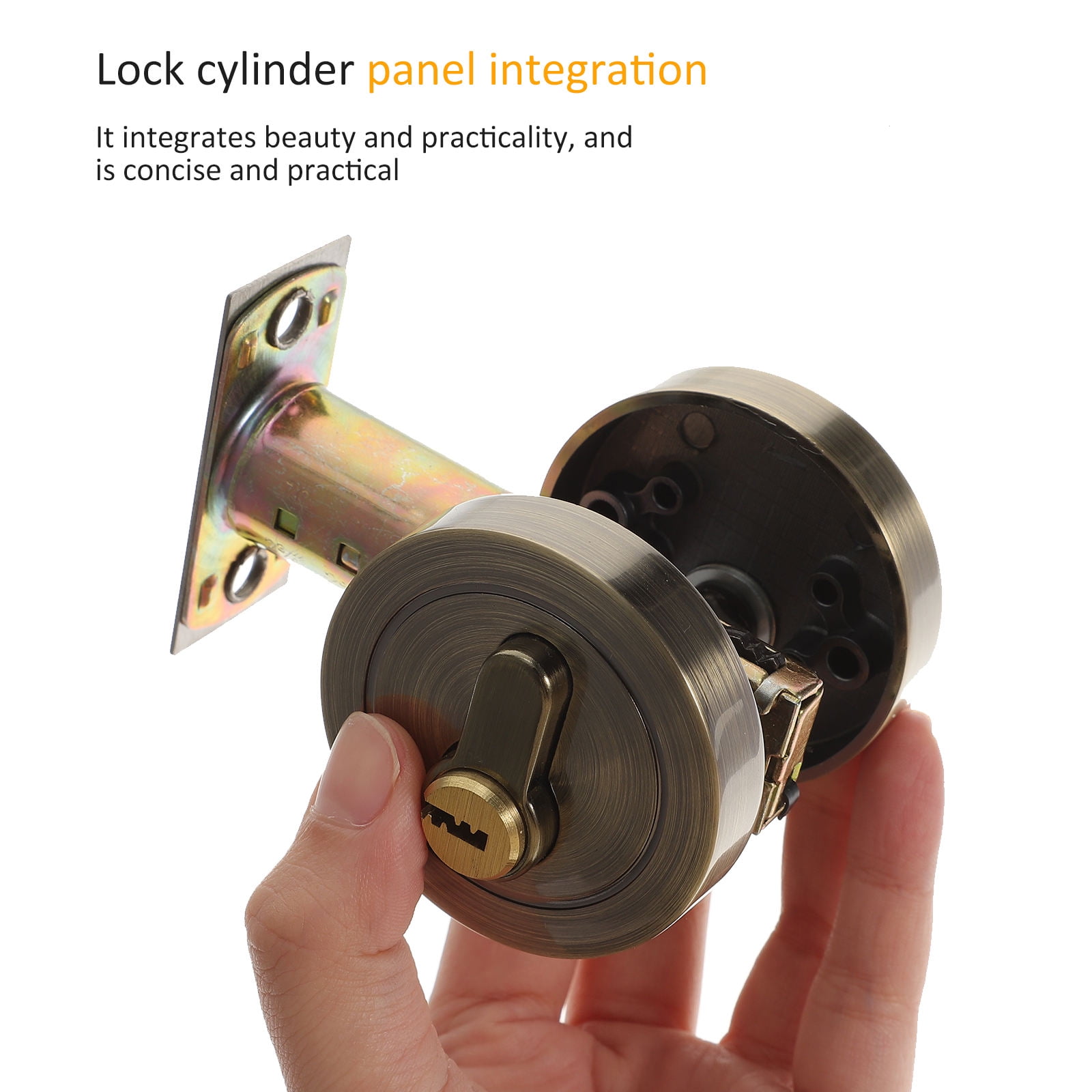 HOOWIFFY Durable Golden Deadbolt Lock Single Cylinder with Key for Home Use - Image 5