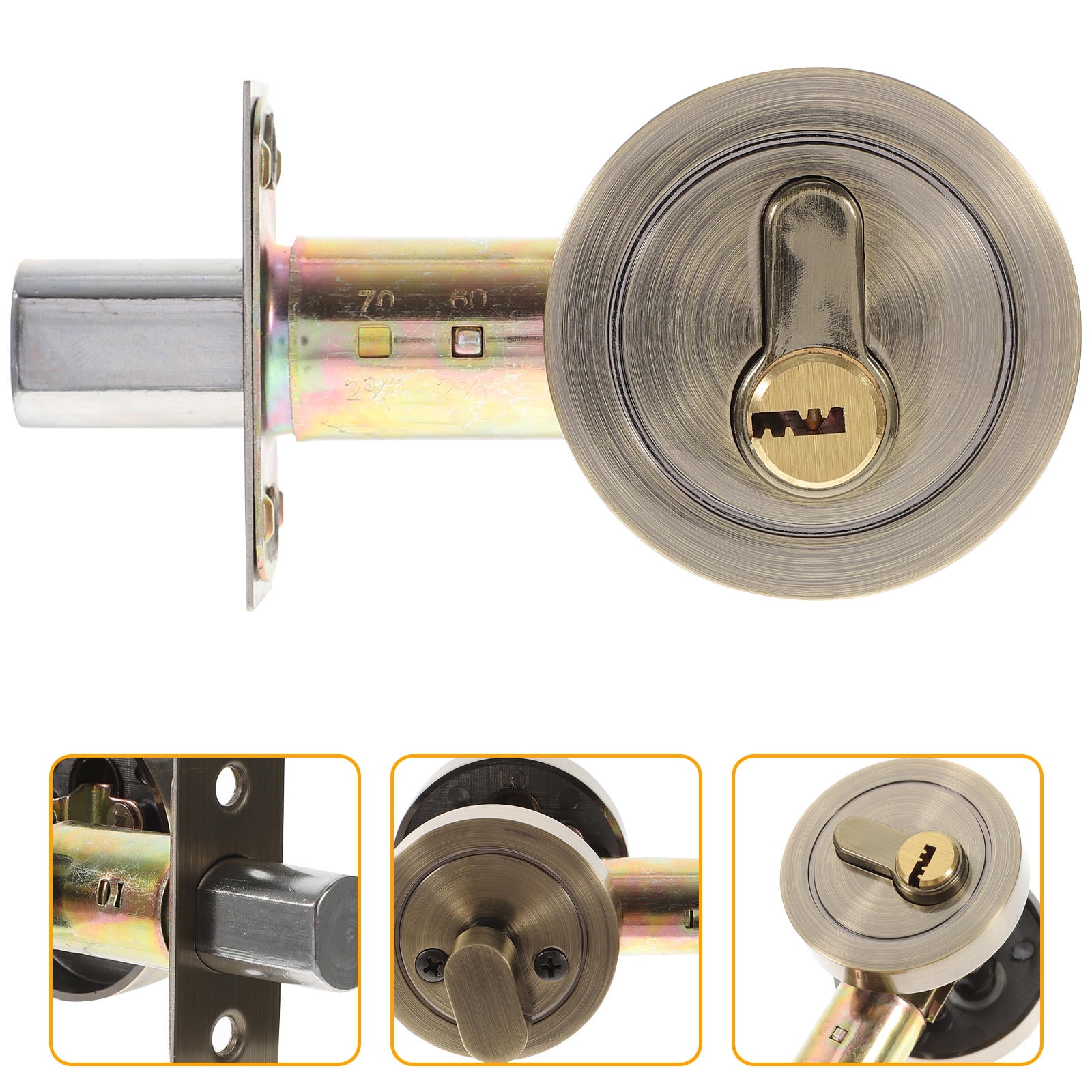 HOOWIFFY Durable Golden Deadbolt Lock Single Cylinder with Key for Home Use - Image 6
