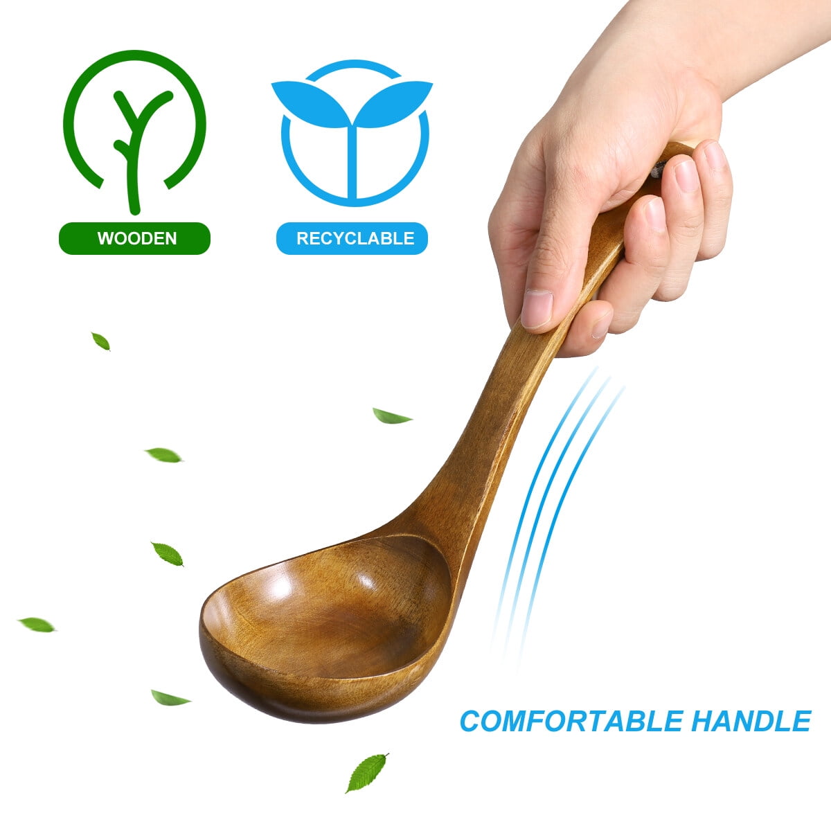 SKISUNO 1Set Soup Ladle Deep Soup Ladle Bamboo Material for Cooking and Serving Food 3.5 x 11 Inch - Image 5