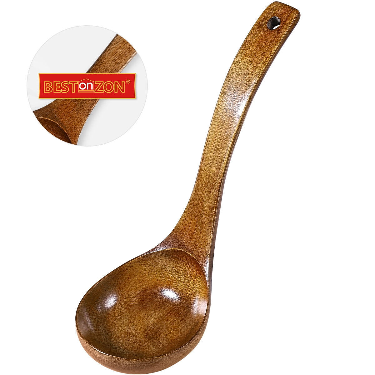 SKISUNO 1Set Soup Ladle Deep Soup Ladle Bamboo Material for Cooking and Serving Food 3.5 x 11 Inch - Image 7