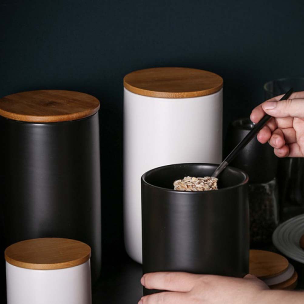 SKISUNO Ceramic Airtight Canister Set for Kitchen Storage, Spice Jars Container for Household Pantry Organization - Image 5