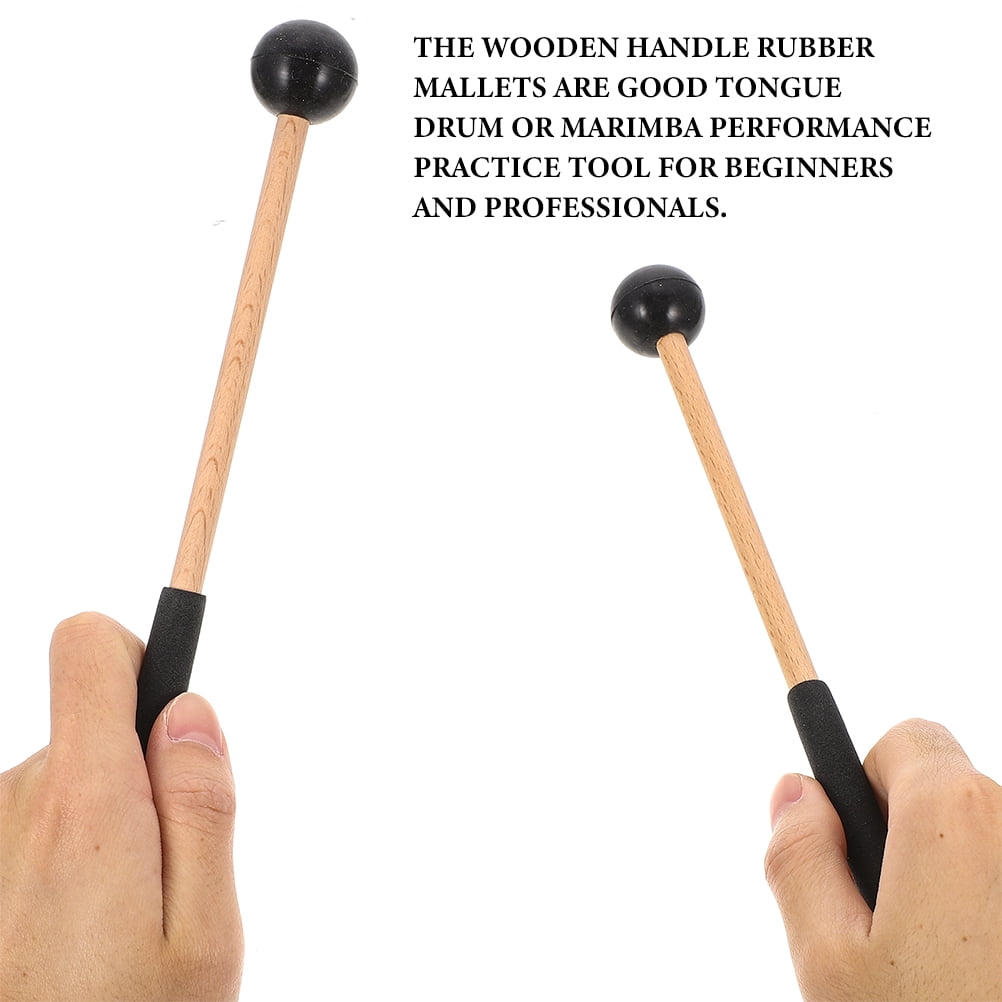 HOOWIFFY Drum Mallets Wooden Rubber 2 Pairs 8.7x1in - Image 6