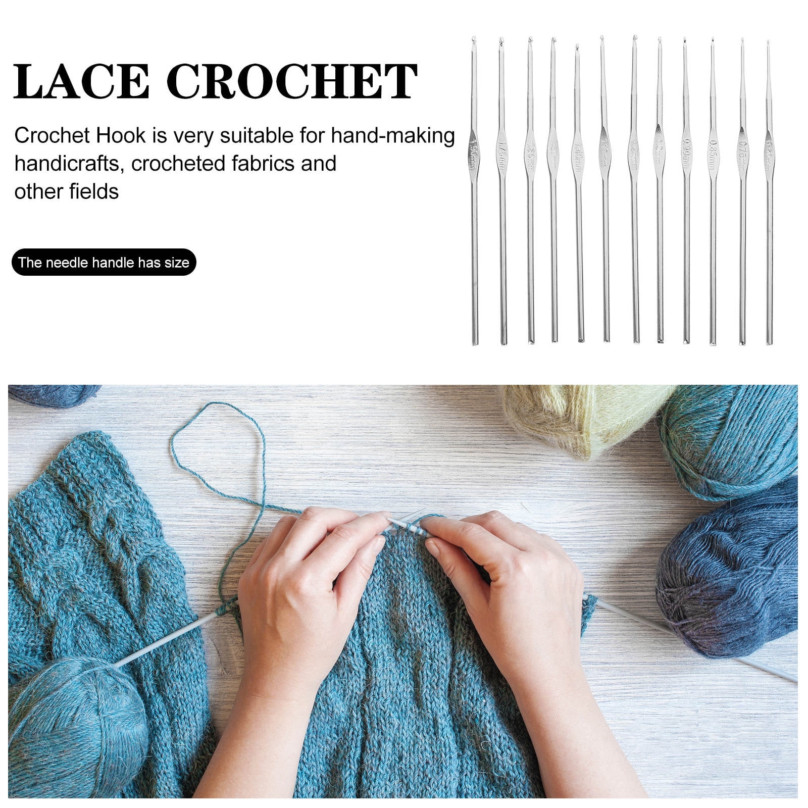 HOOWIFFY 3-Pack Lightweight Stainless Steel Crochet Hooks for Knitting, Sewing, and Hand Crafting Supplies - Image 2
