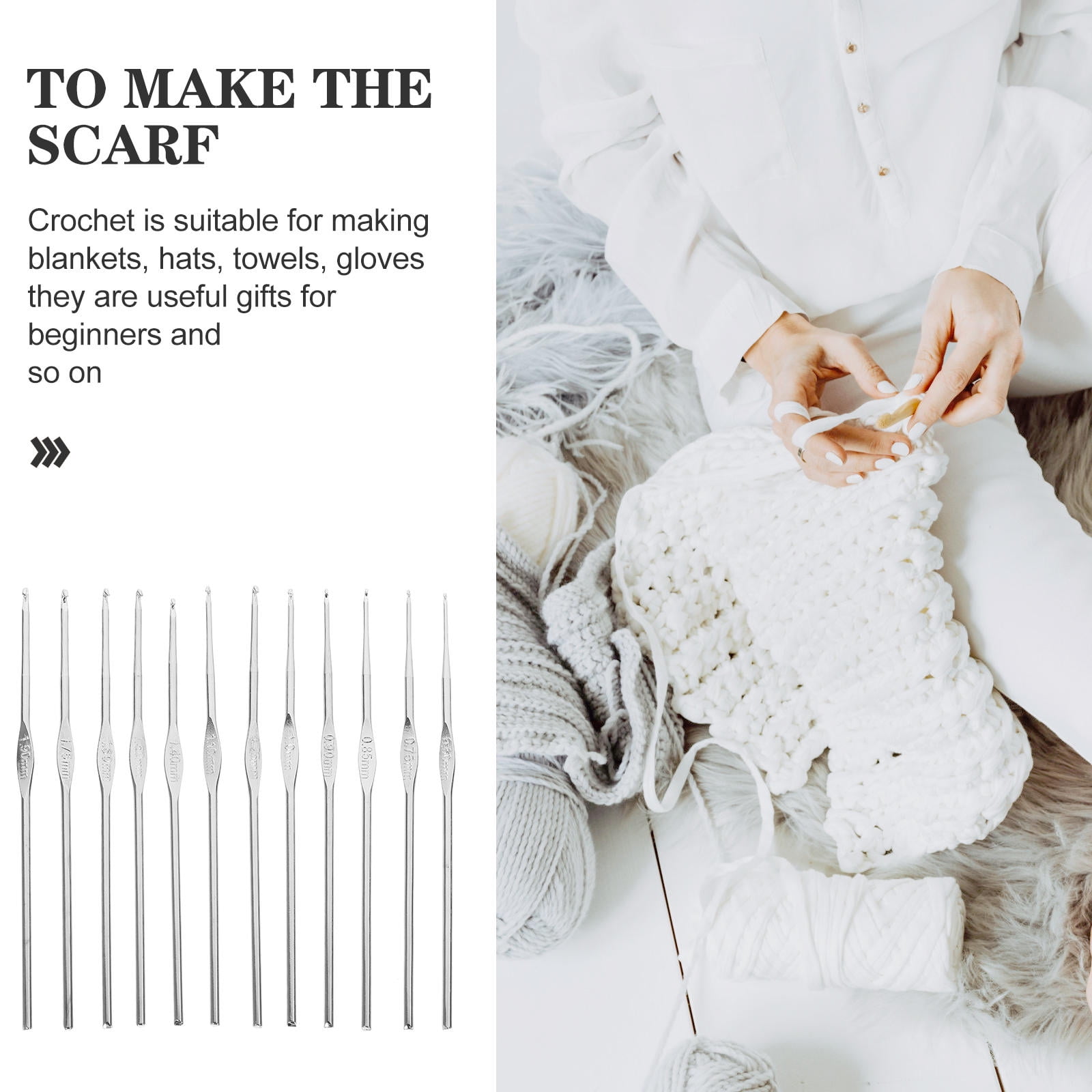 HOOWIFFY 3-Pack Lightweight Stainless Steel Crochet Hooks for Knitting, Sewing, and Hand Crafting Supplies - Image 5